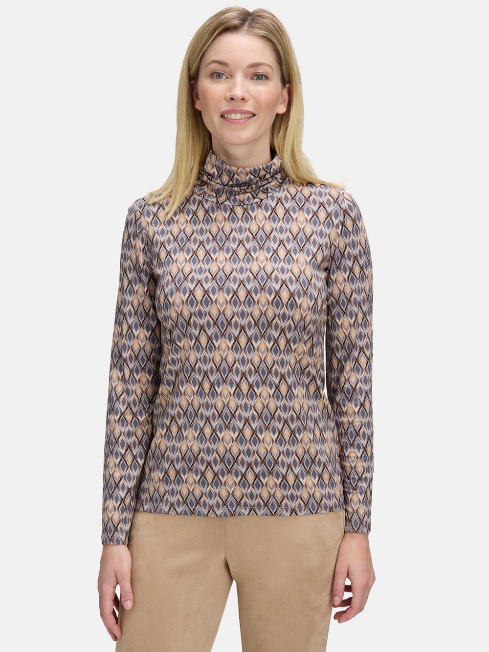 Betty Barclay Rollkragenshirt Damen Viskose grau gemustert, 40