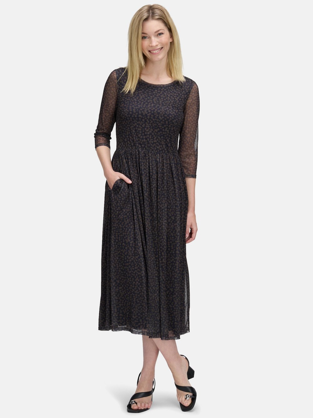 Vera Mont Maxikleid Damen blau gepunktet, 44