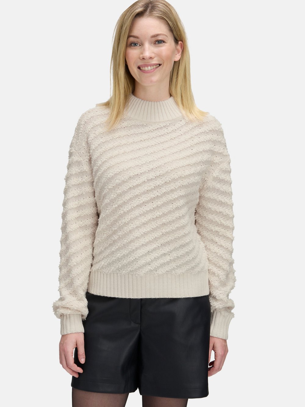 Betty & Co Strickpullover Damen beige strukturiert, 42
