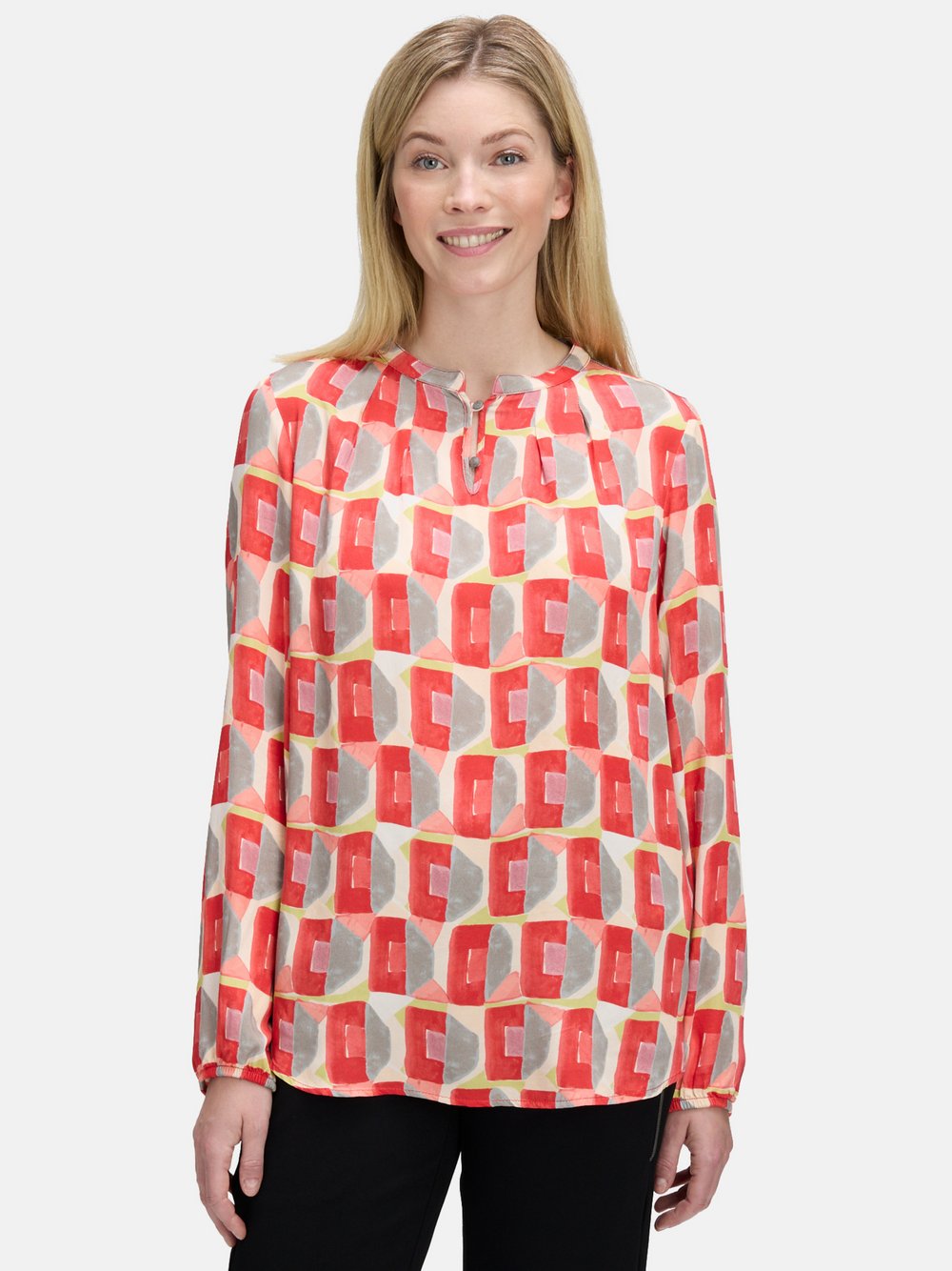 Cartoon Casual-Bluse Damen Viskose rot gemustert, 40