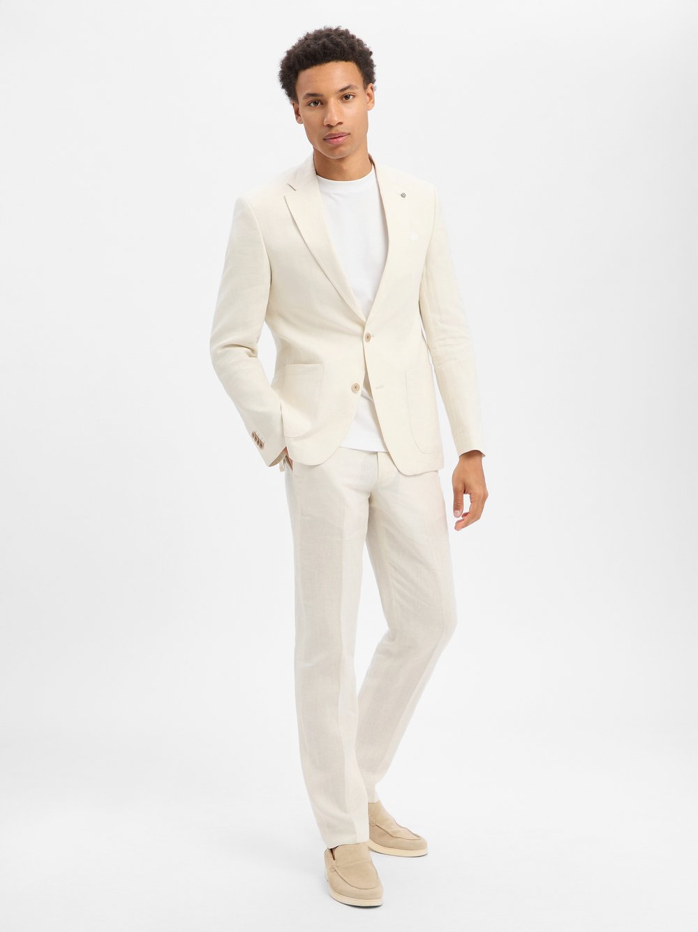 Thomas Goodwin Leinen-Anzug Herren Regular Fit weiß, 52