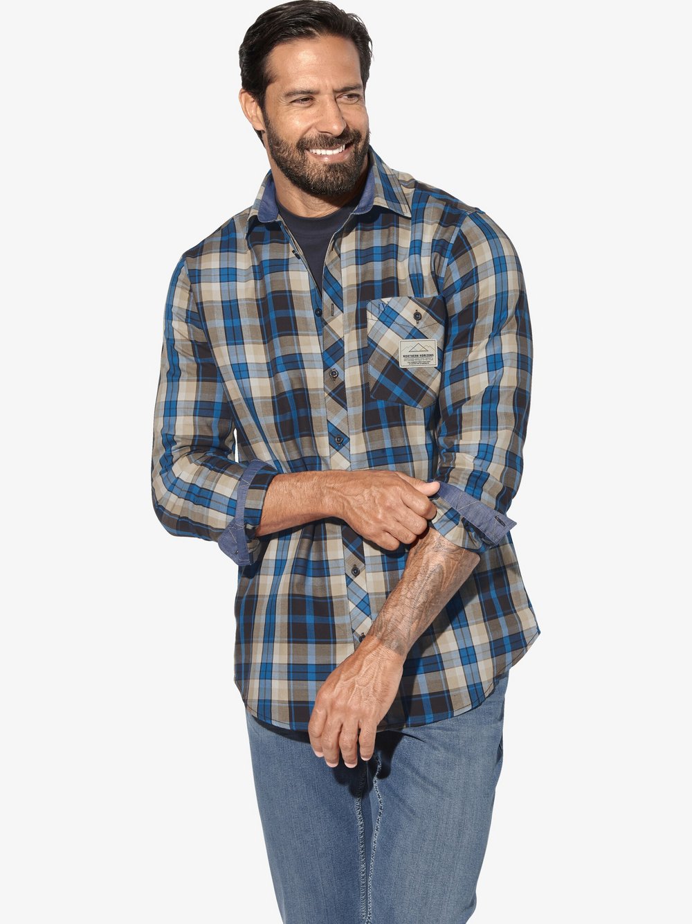 Thumbnail - Jan Vanderstorm Hemd Herren Comfort Fit Baumwolle braun kariert, 7XL