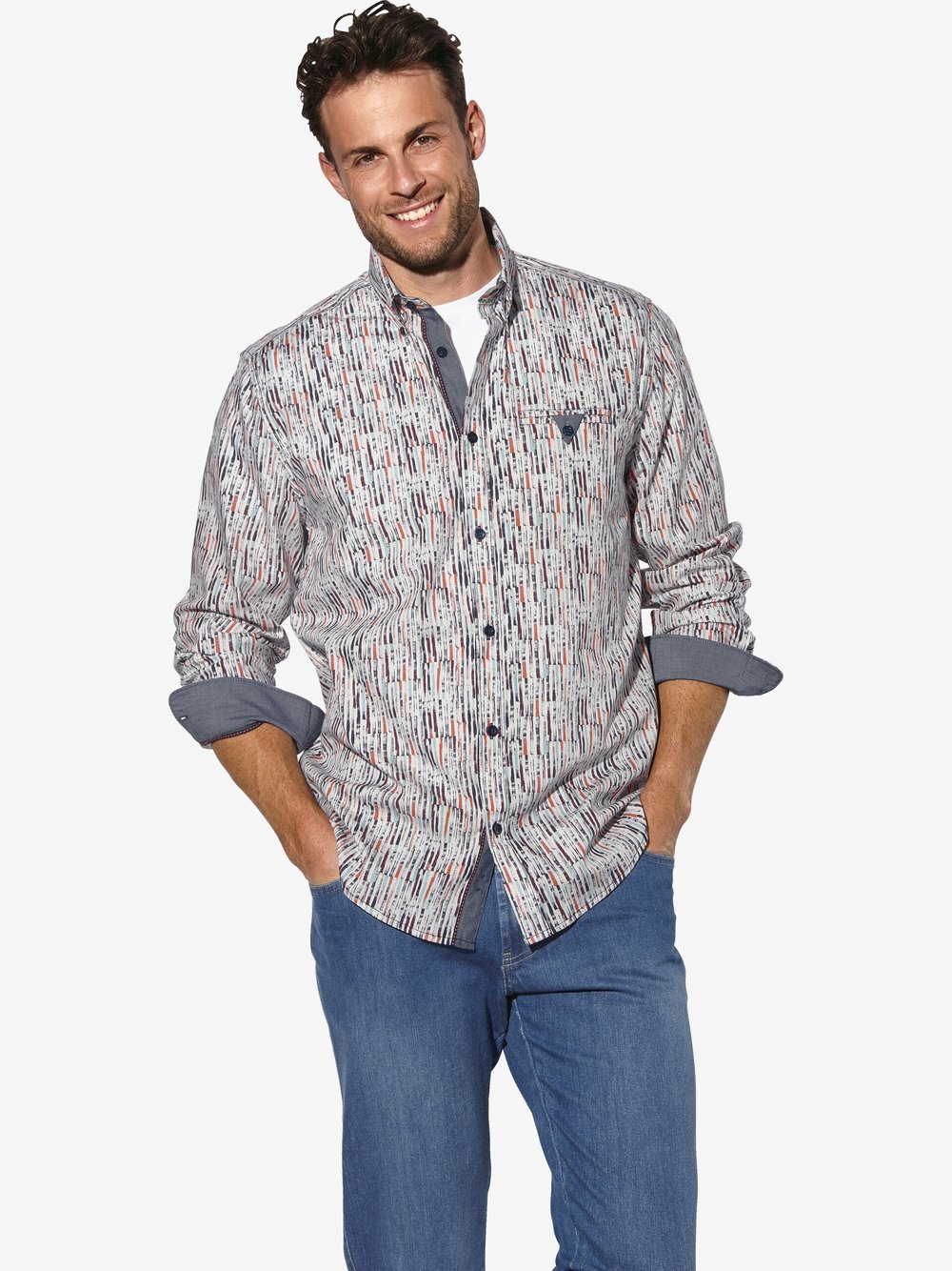 Thumbnail - BABISTA Hemd Herren Regular Fit Baumwolle weiß gemustert, M