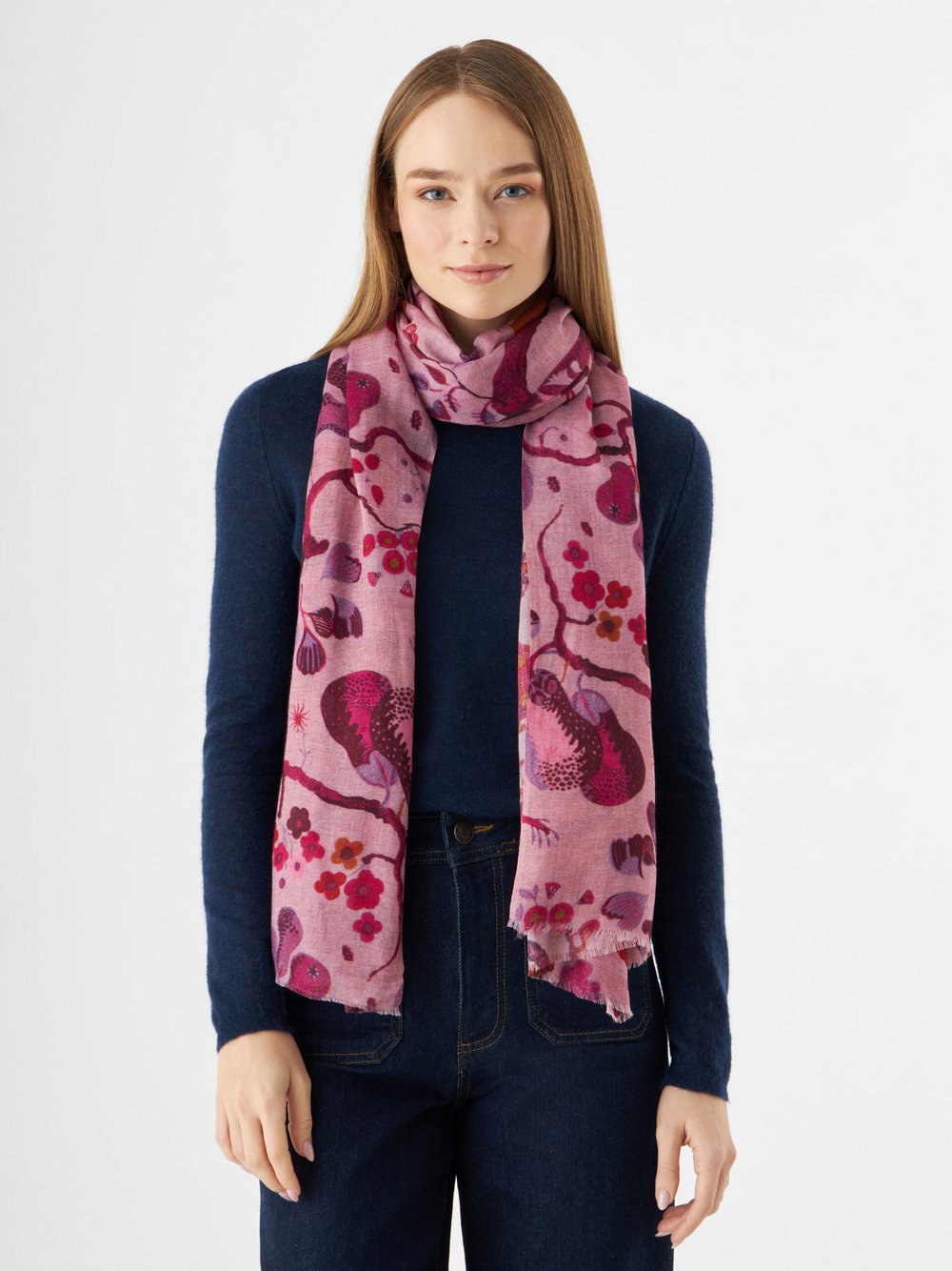 Thumbnail - Codello Schal Damen Wolle rosa gemustert, ONE SIZE