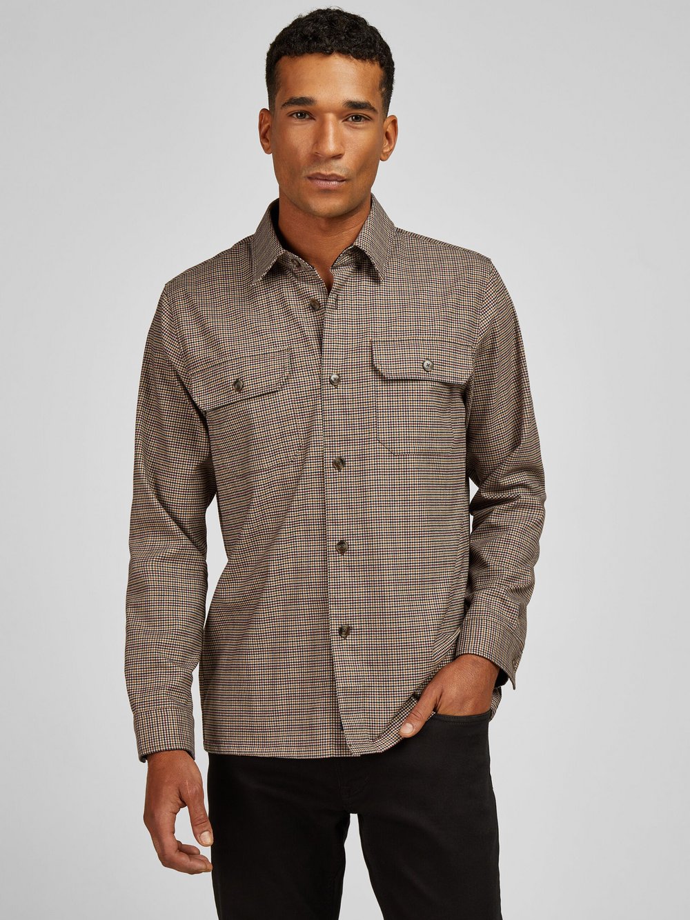 Daniel Hechter Hemd Herren Regular Fit braun kariert, XL