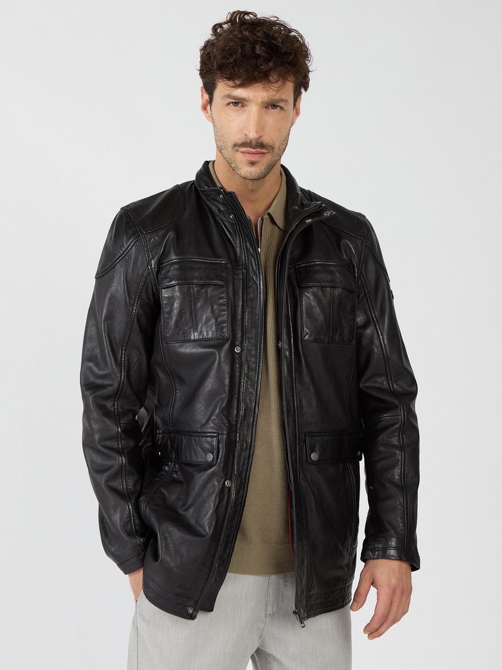 Thumbnail - JCC Lederjacke Herren schwarz, 50