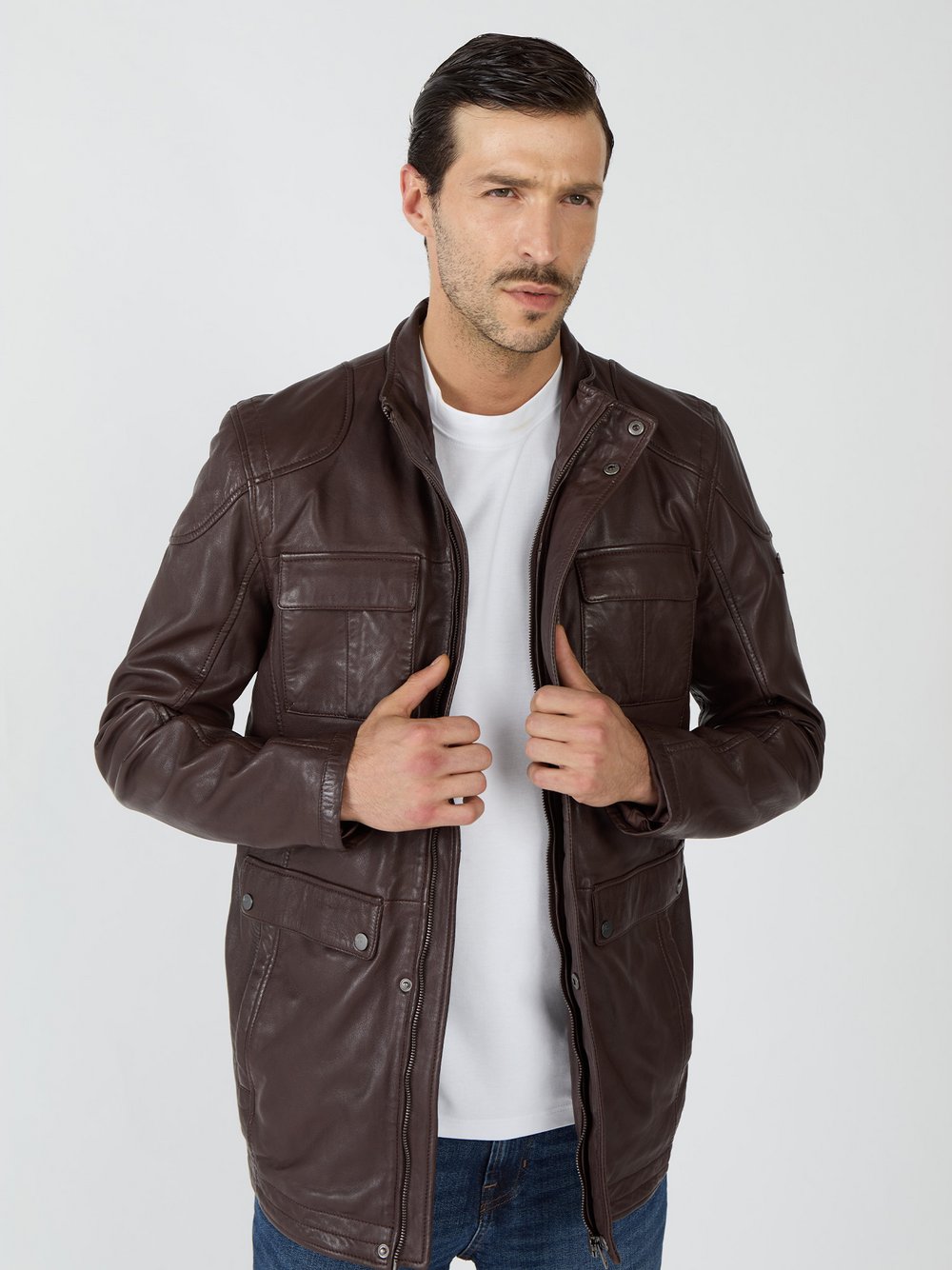 Thumbnail - JCC Lederjacke Herren braun, 56
