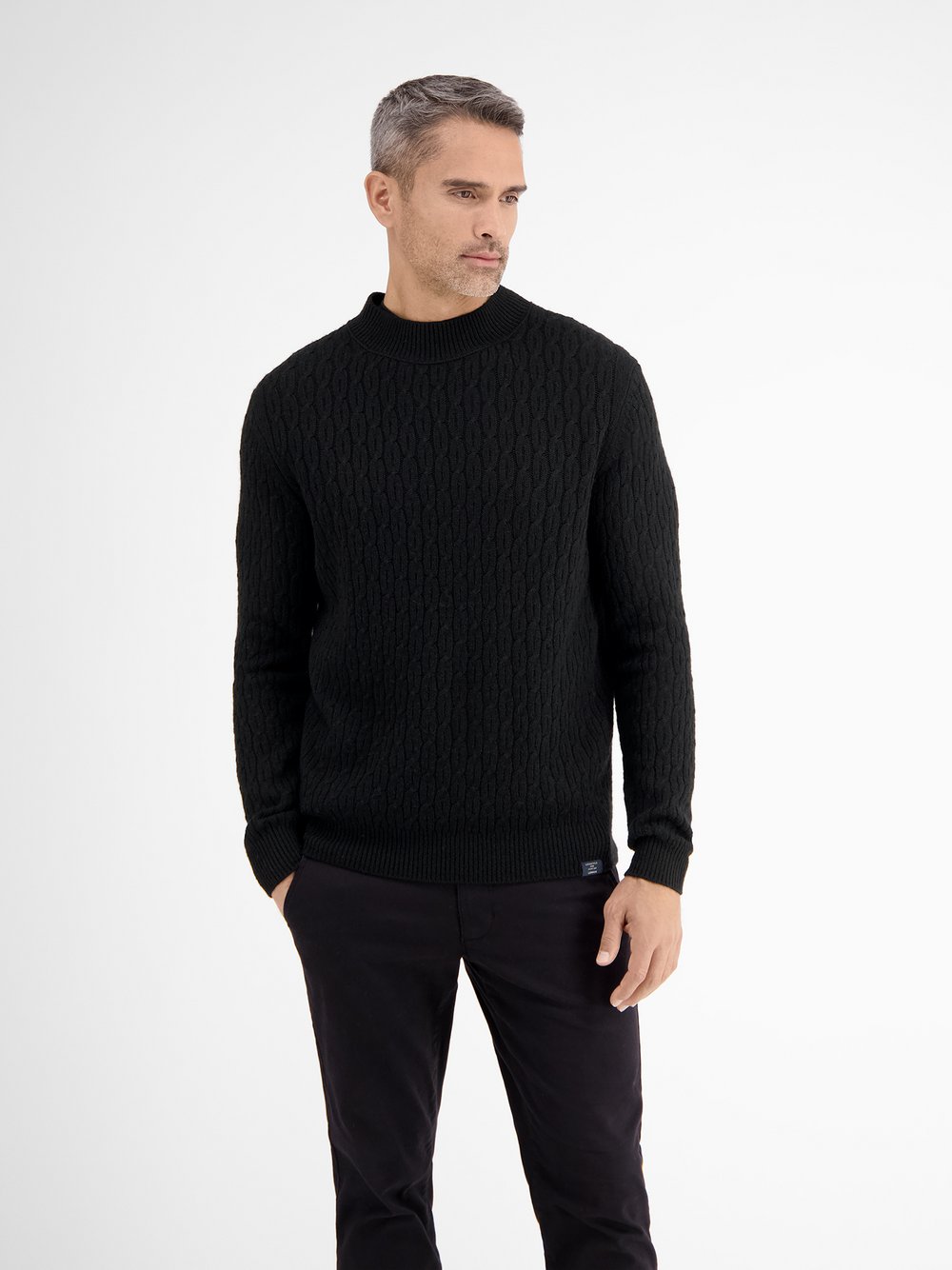 Thumbnail - LERROS Strickpullover Herren Schurwolle schwarz, L