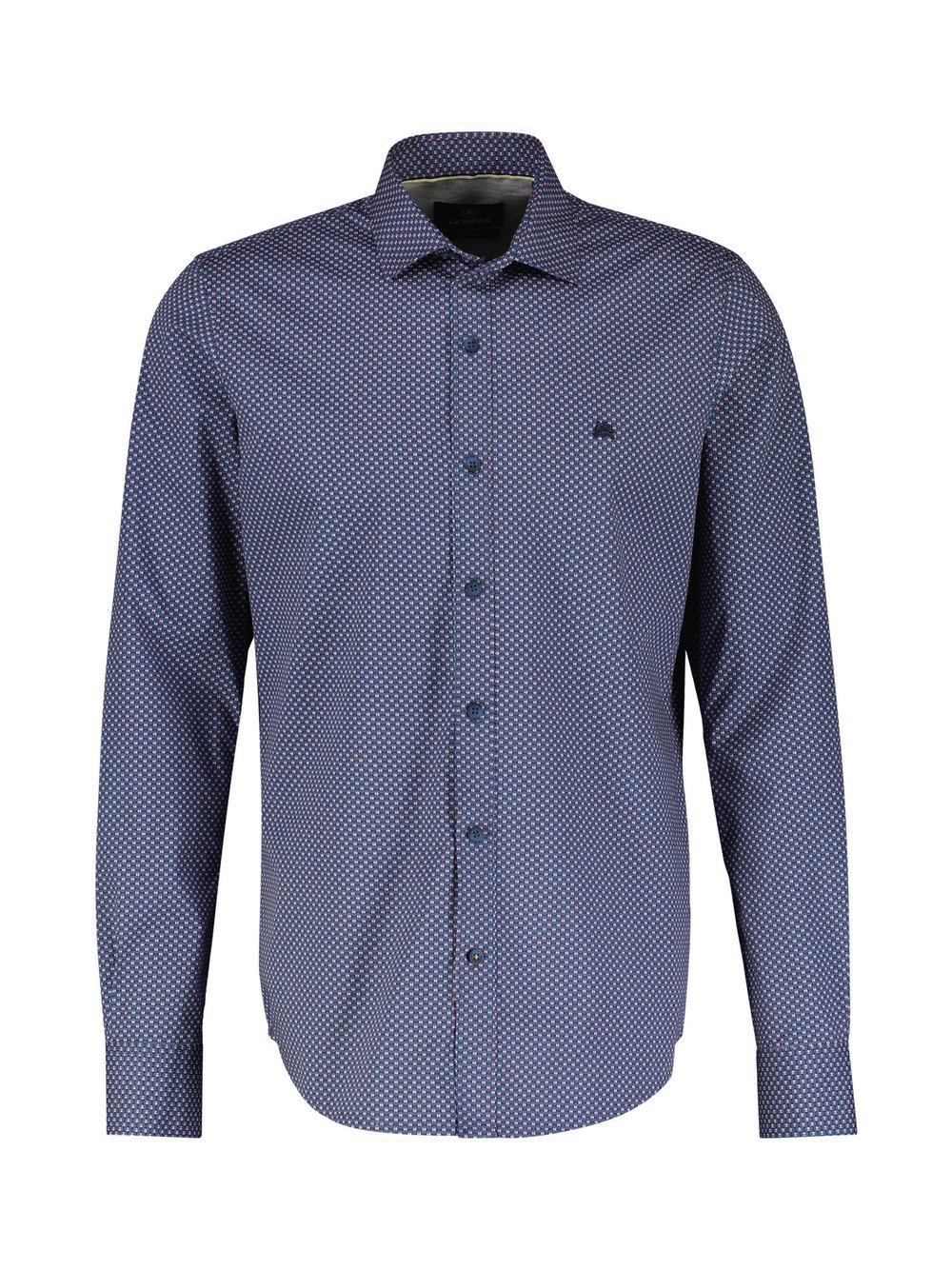 LERROS Langarmhemd Herren Regular Fit Baumwolle blau gemustert, S