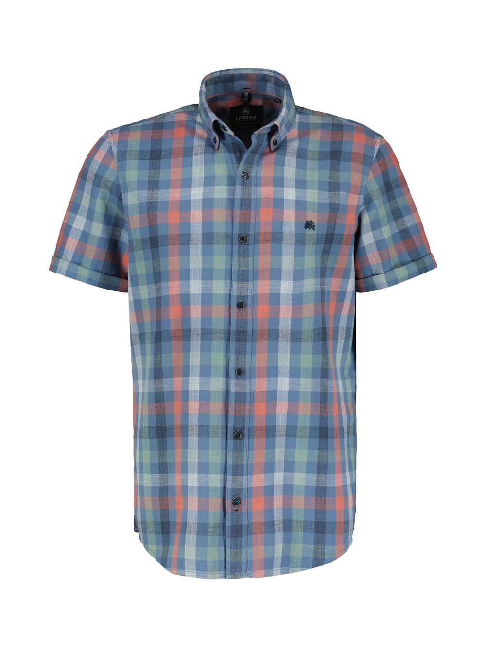 LERROS Karohemd Herren Regular Fit Baumwolle blau kariert, S