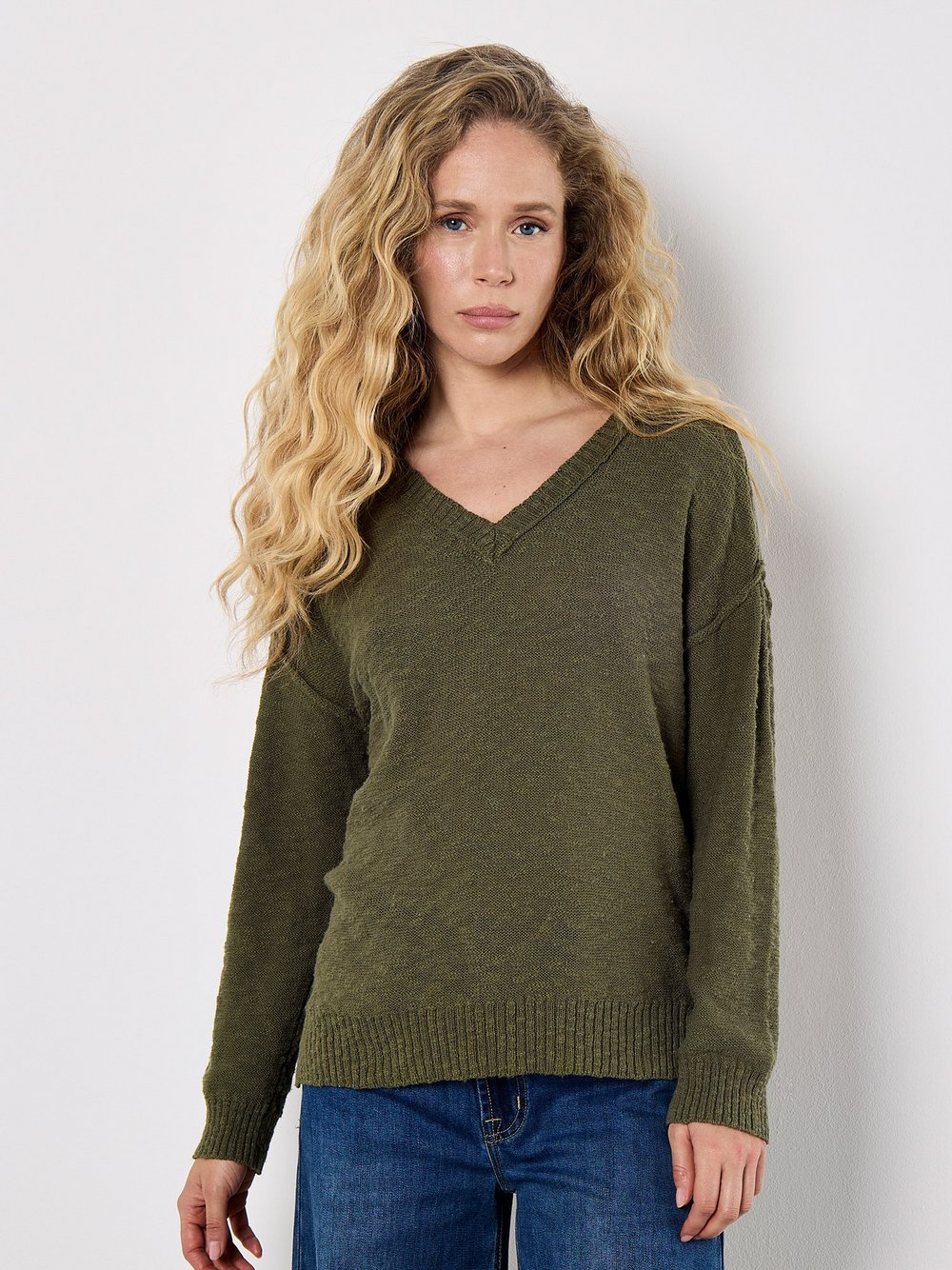 Thumbnail - Apricot Pullover Damen Baumwolle grün, 38