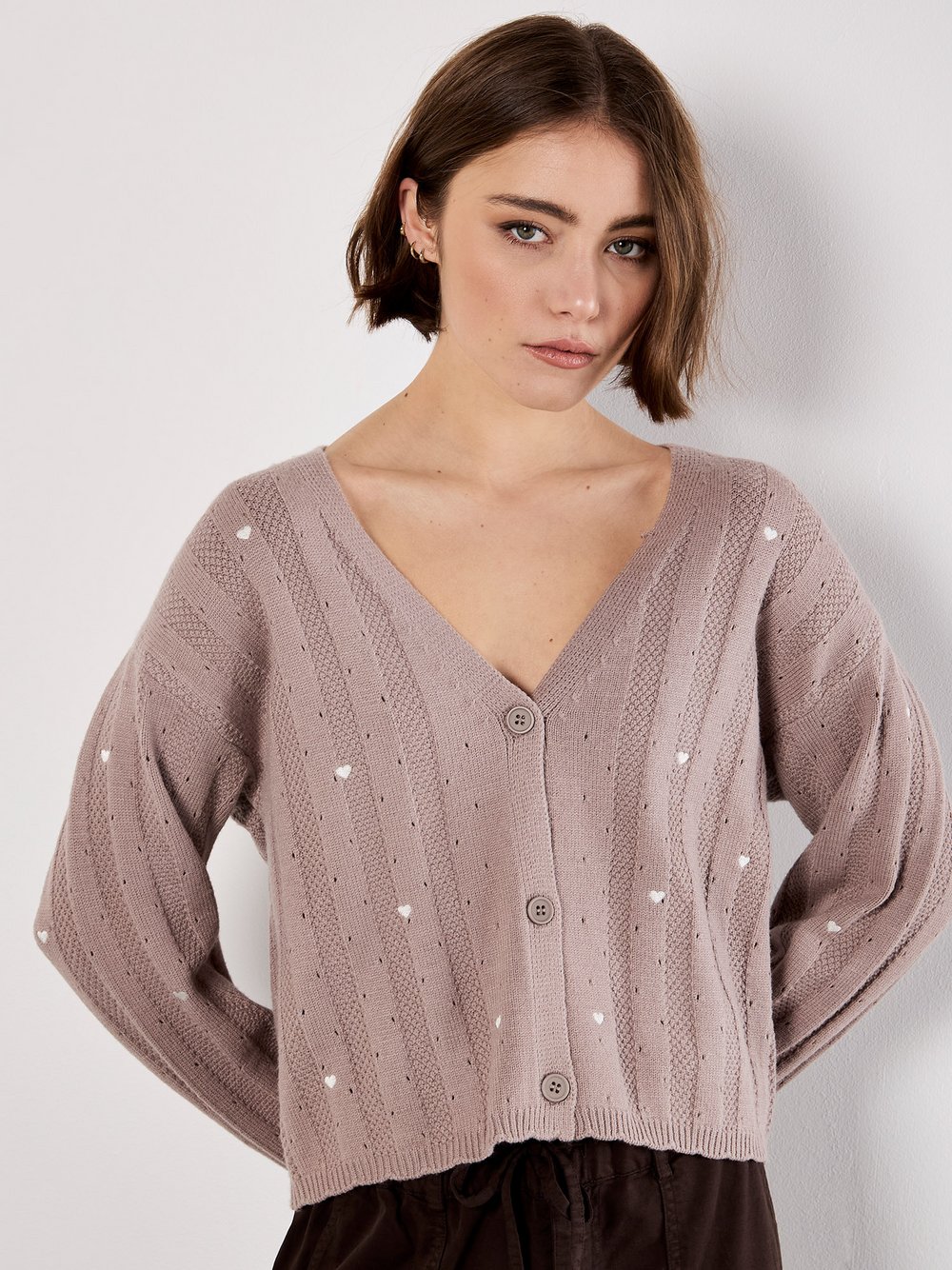 Thumbnail - Apricot Strickjacke Damen Viskose braun, 34