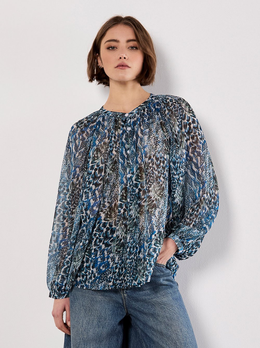 Thumbnail - Apricot Bluse Damen grün gemustert, 34