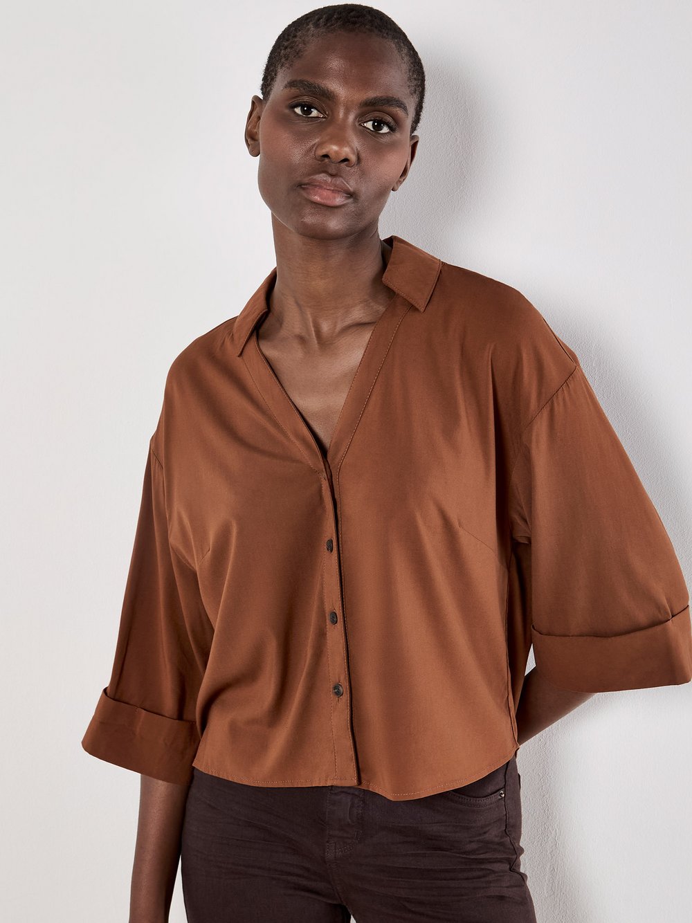 Apricot Bluse Damen Viskose braun, 40