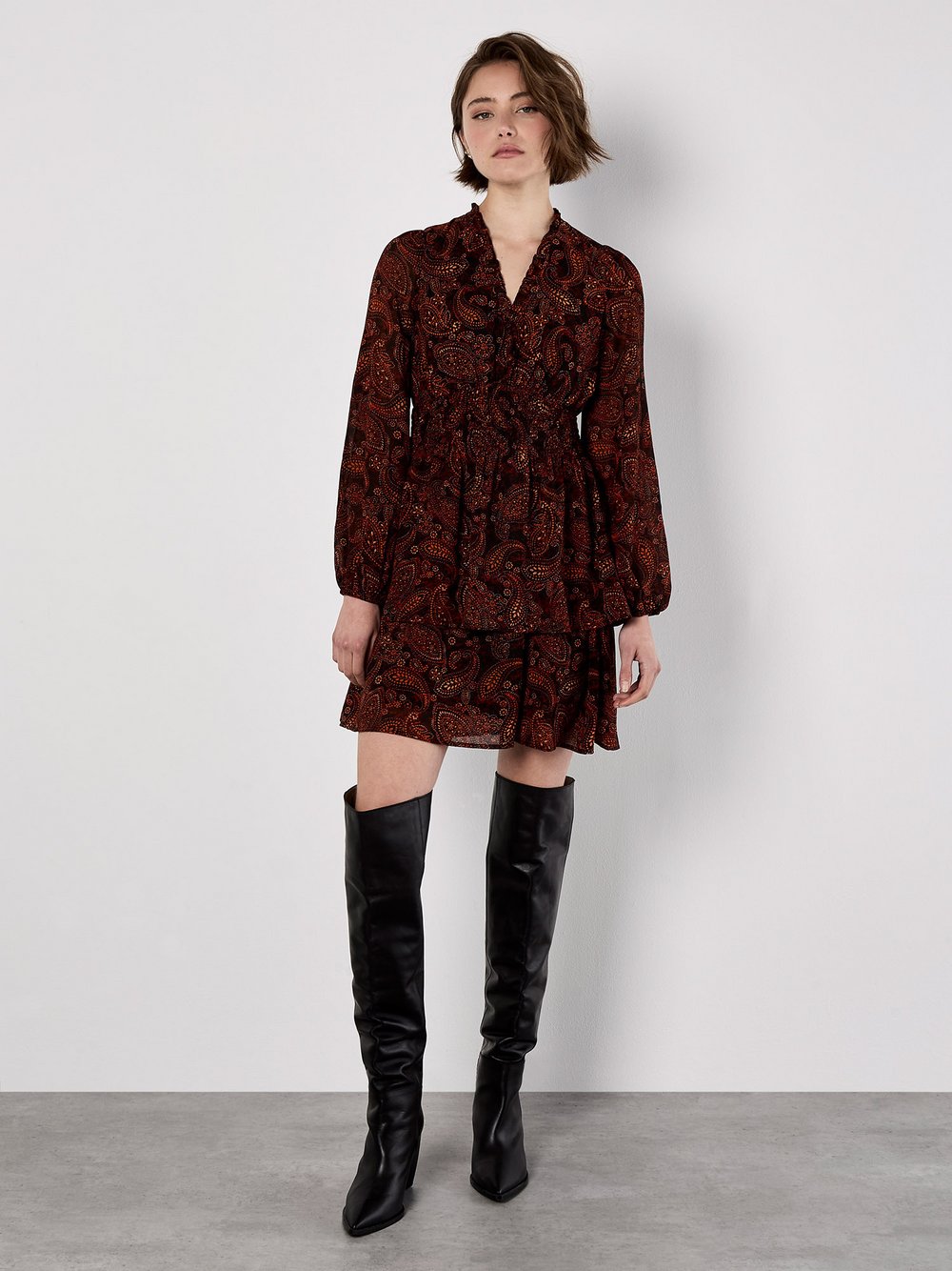 Apricot Minikleid Damen orange gemustert, 44