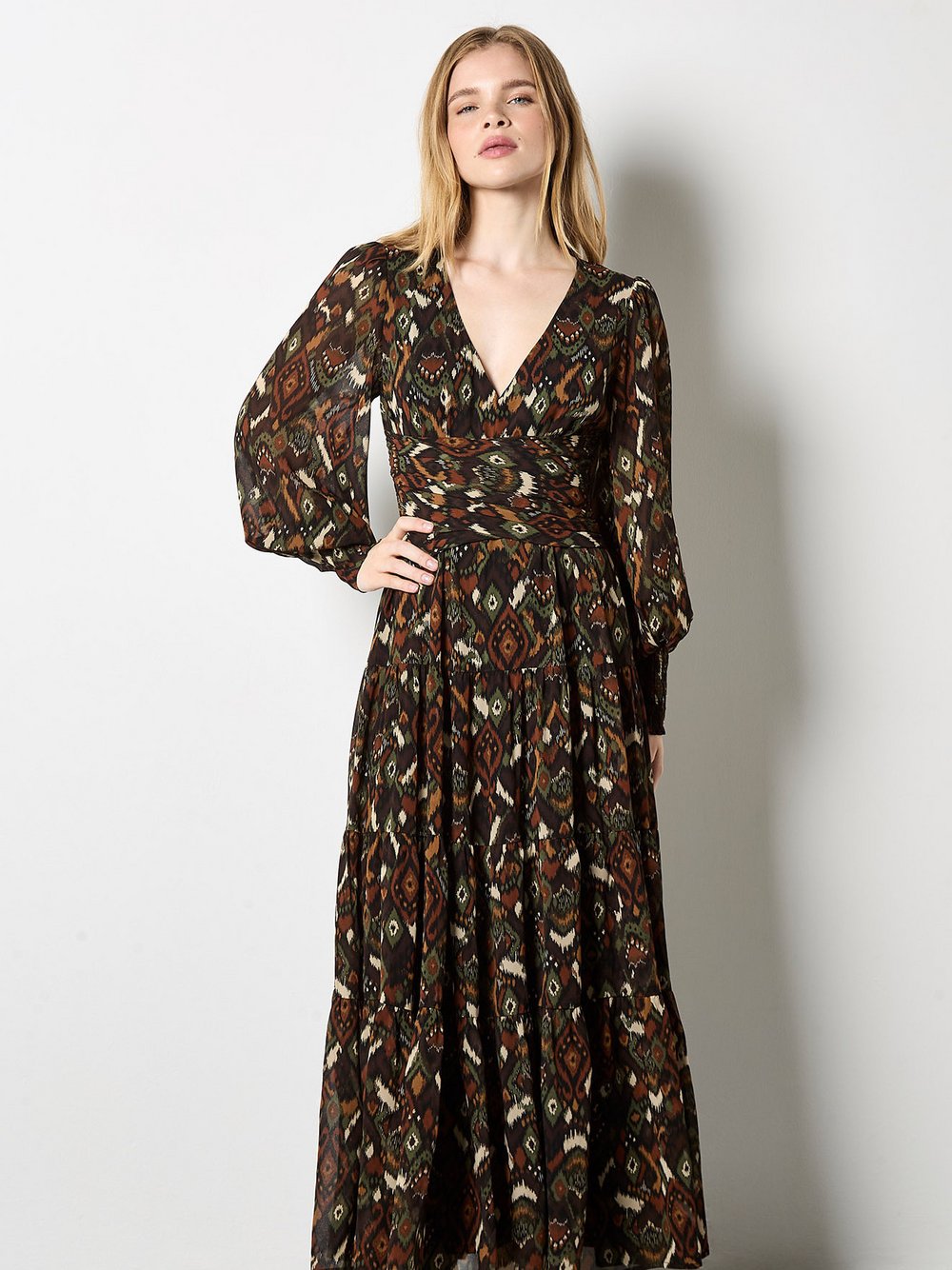 Thumbnail - Apricot Maxikleid Damen grün gemustert, 36