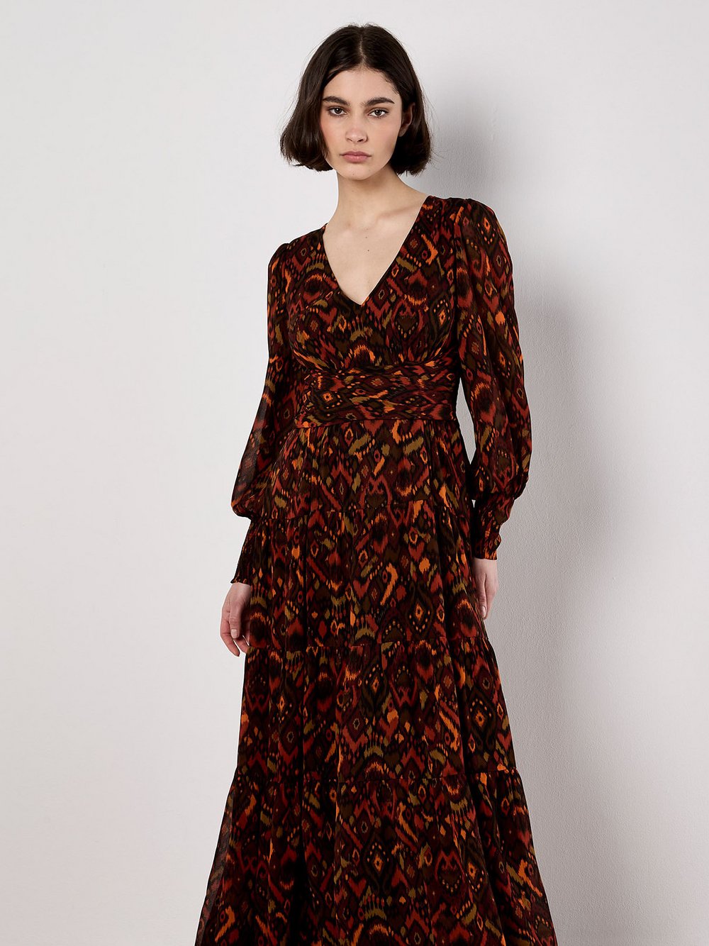 Apricot Maxikleid Damen rot gemustert, 42