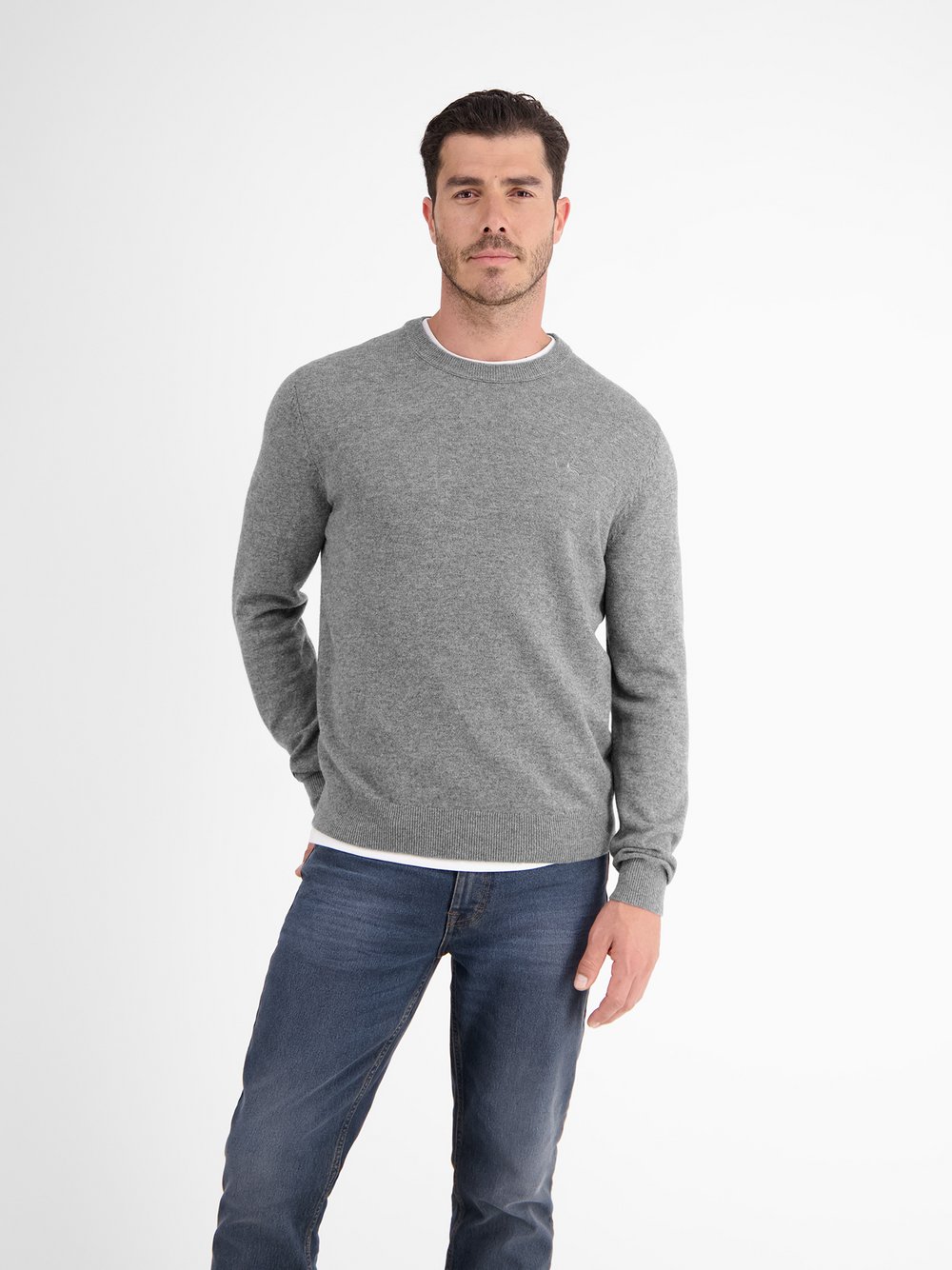 Thumbnail - LERROS Strickpullover Herren Schurwolle grau, S