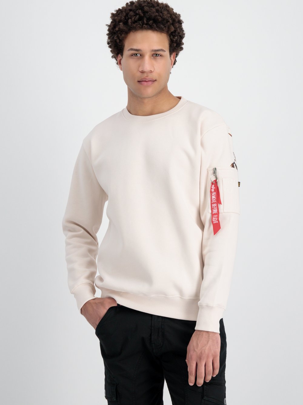 Alpha Industries Sweatshirt Herren Baumwolle weiß gemustert, L