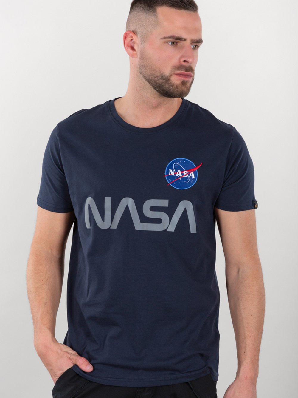 Thumbnail - Alpha Industries T-Shirt Herren Baumwolle blau, S