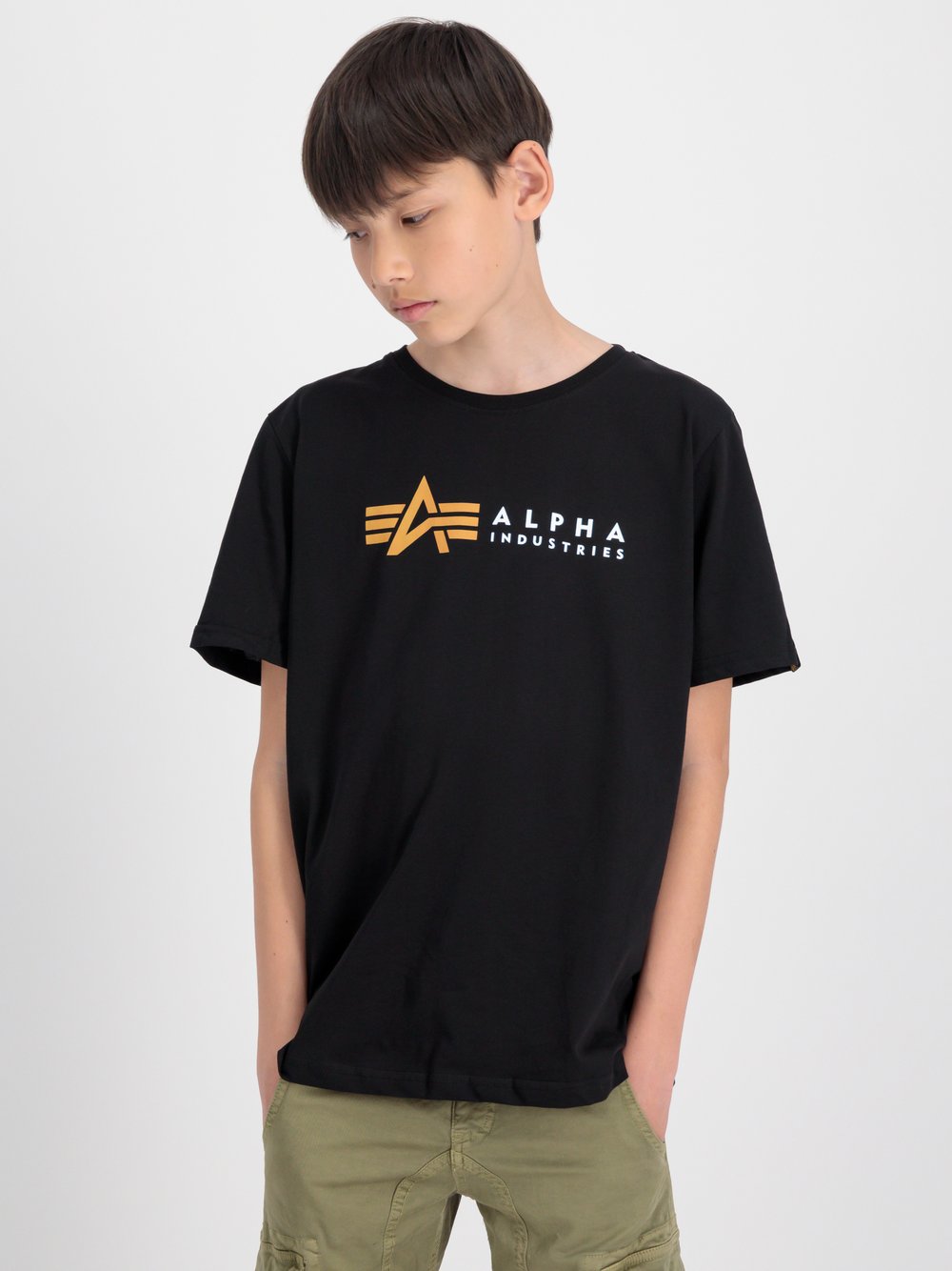 Alpha Industries T-Shirt Kinder Baumwolle schwarz, 14
