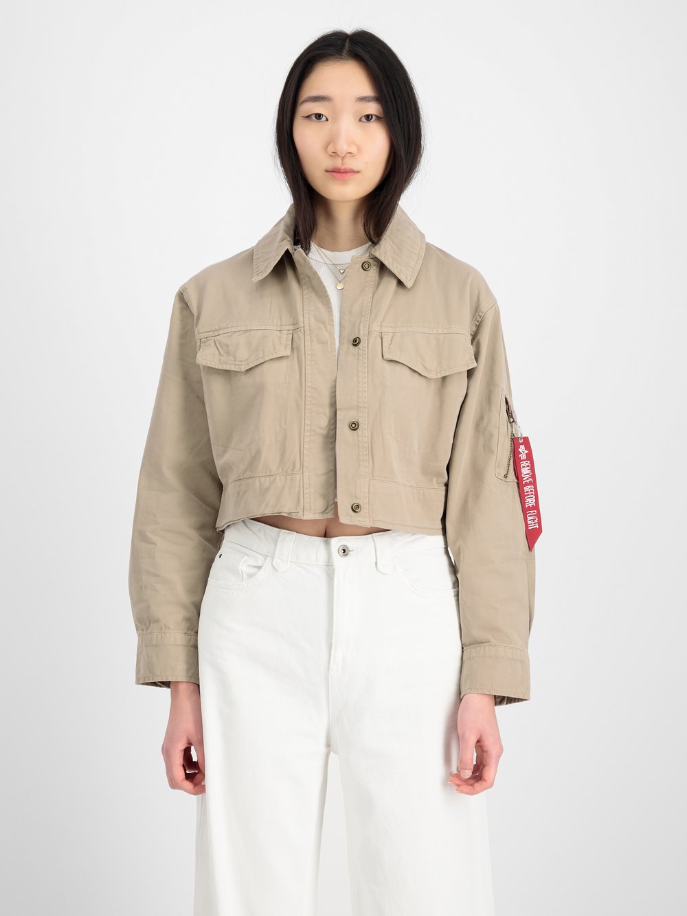 Thumbnail - Alpha Industries Bomberjacke Damen Baumwolle beige, S