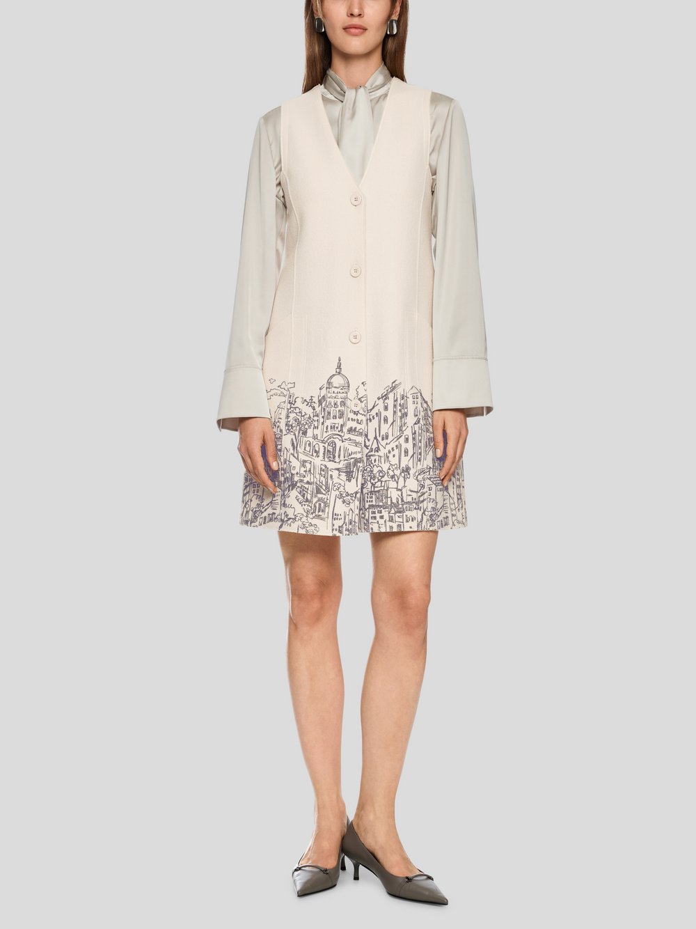 Thumbnail - Marc Cain Kleid Damen Schurwolle beige gemustert, 34