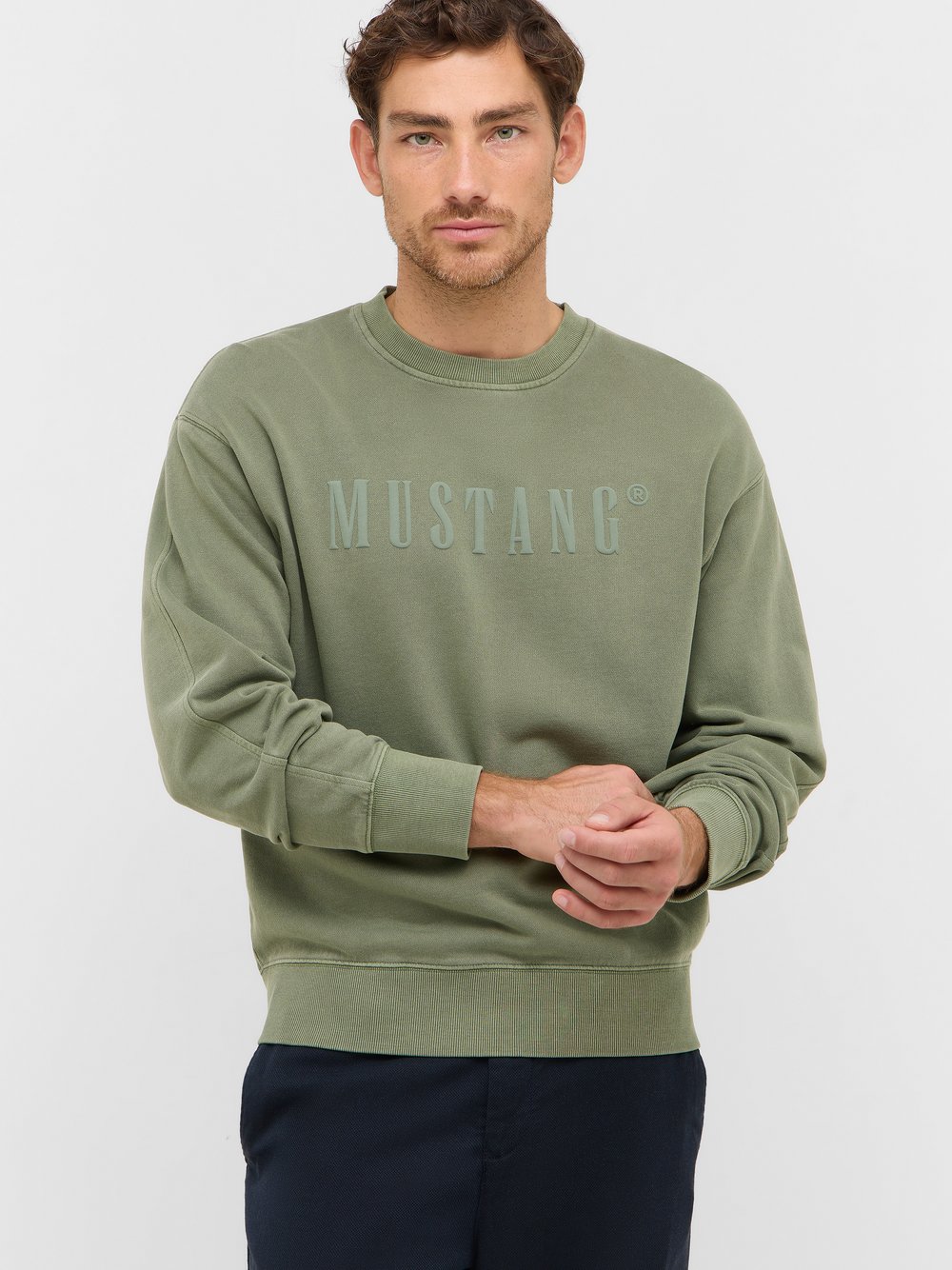 Mustang Sweatshirt Herren Baumwolle grün, XXL