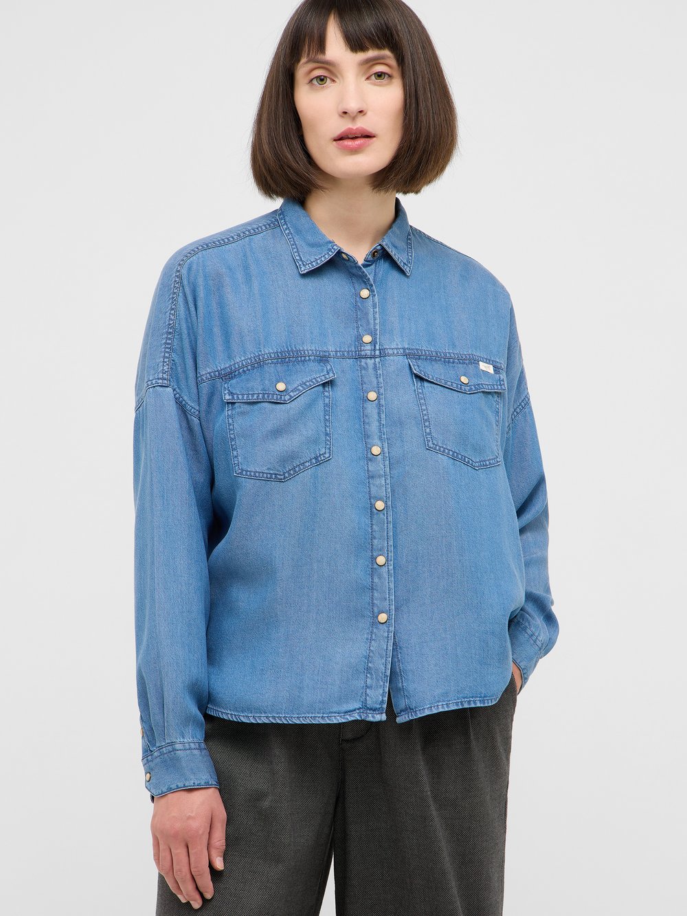 Mustang Bluse Damen Lyocell blau, 44