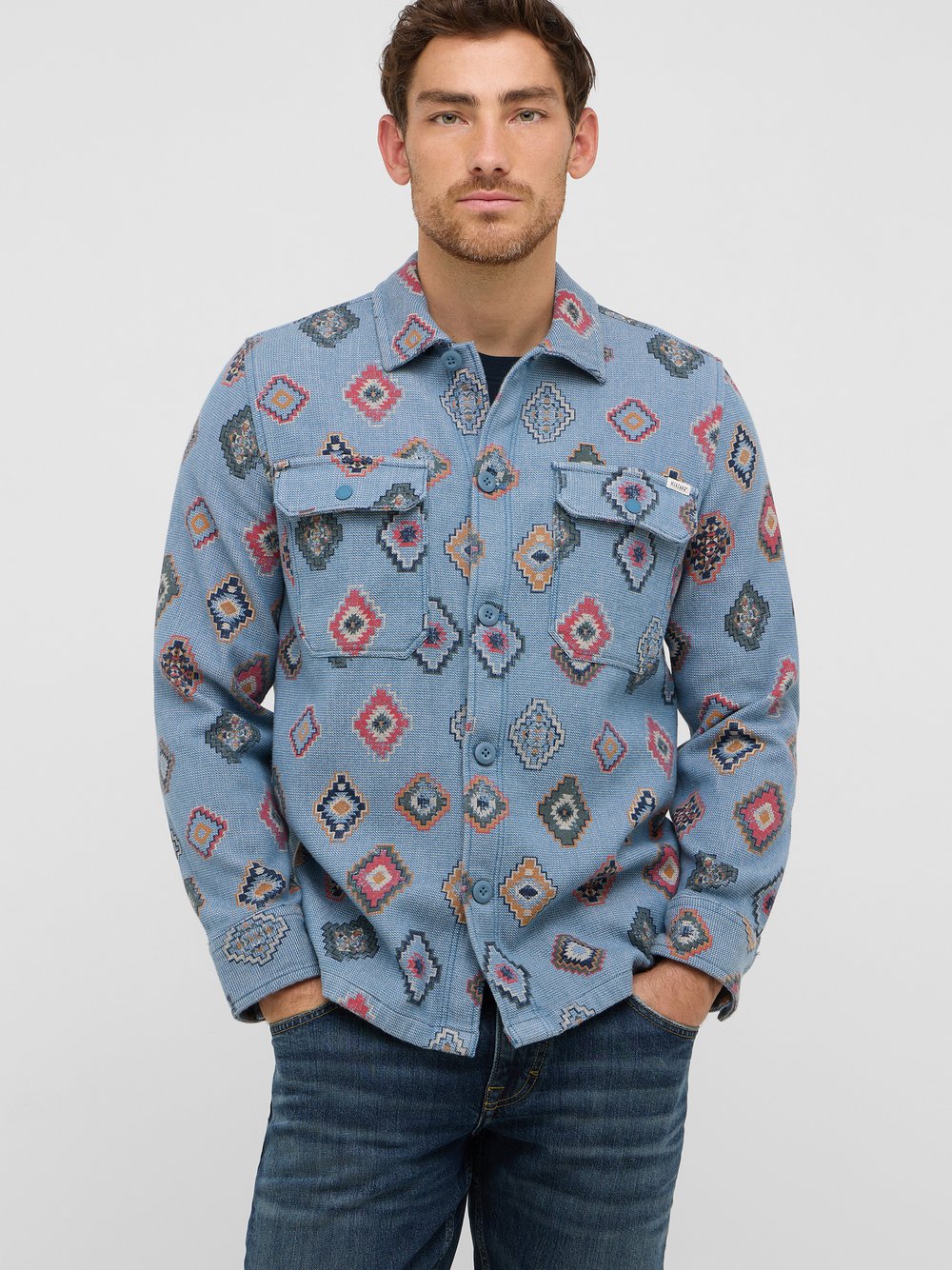 Thumbnail - Mustang Hemd Herren Regular Fit Baumwolle blau, L