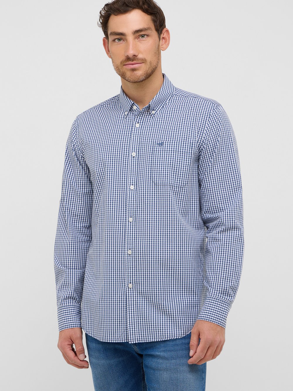 Mustang Hemd Herren Regular Fit Baumwolle blau, L
