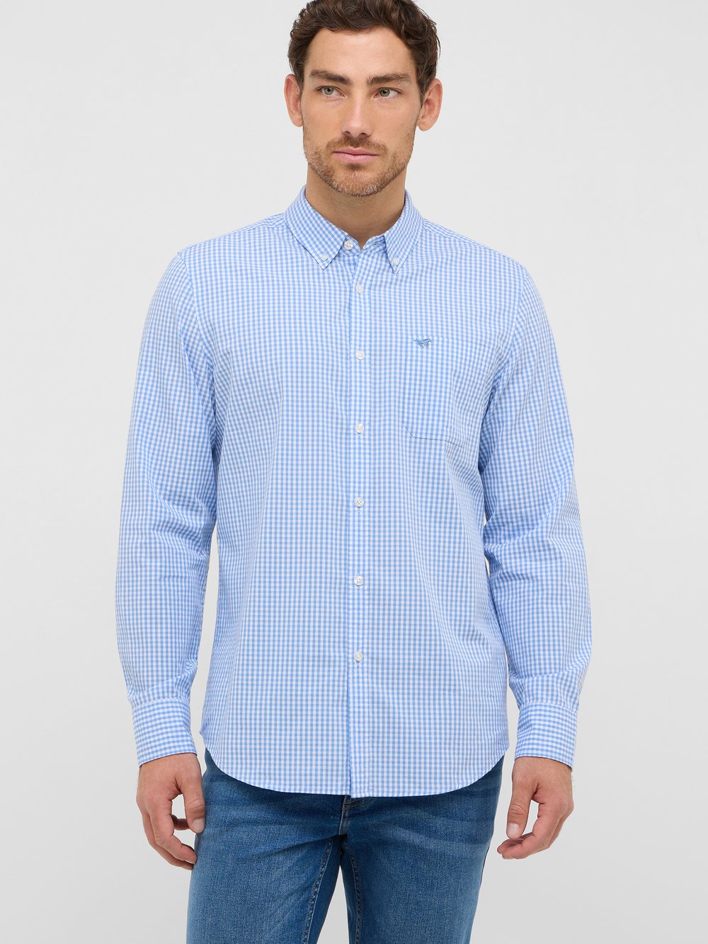 Thumbnail - Mustang Hemd Herren Regular Fit Baumwolle blau, L
