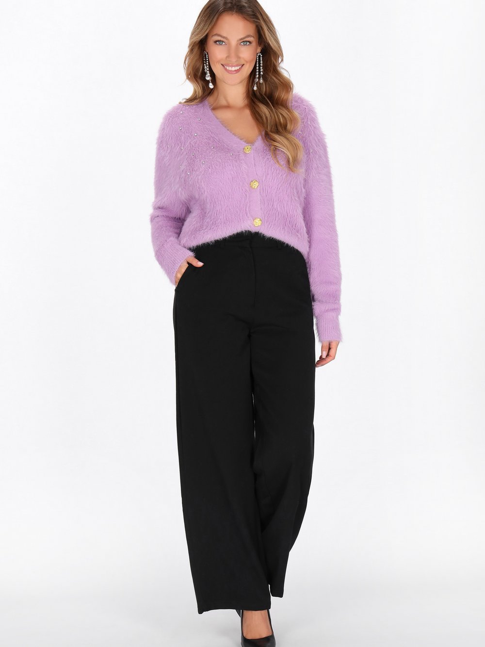 Faina Strickjacke Damen Polyamid lila, M/L