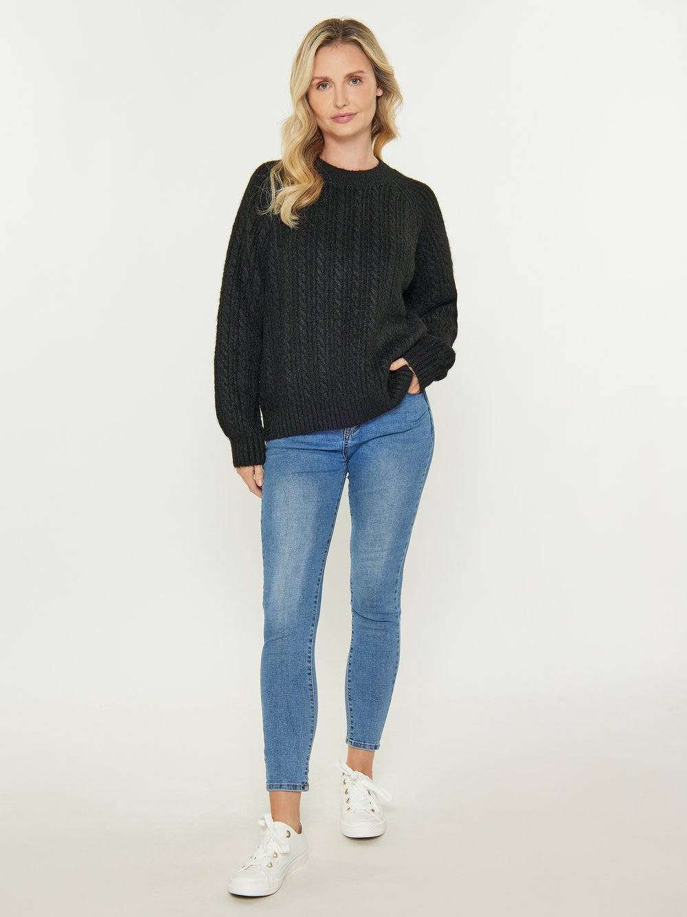 Usha Pullover Damen schwarz gestreift, XL/XXL