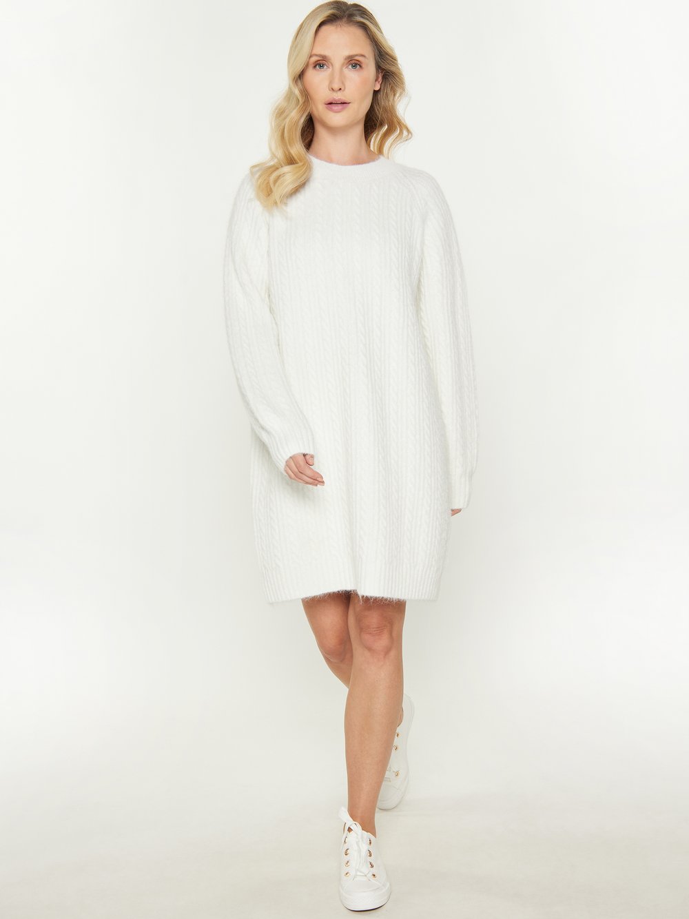 Usha Kleid Damen weiß strukturiert, M/L