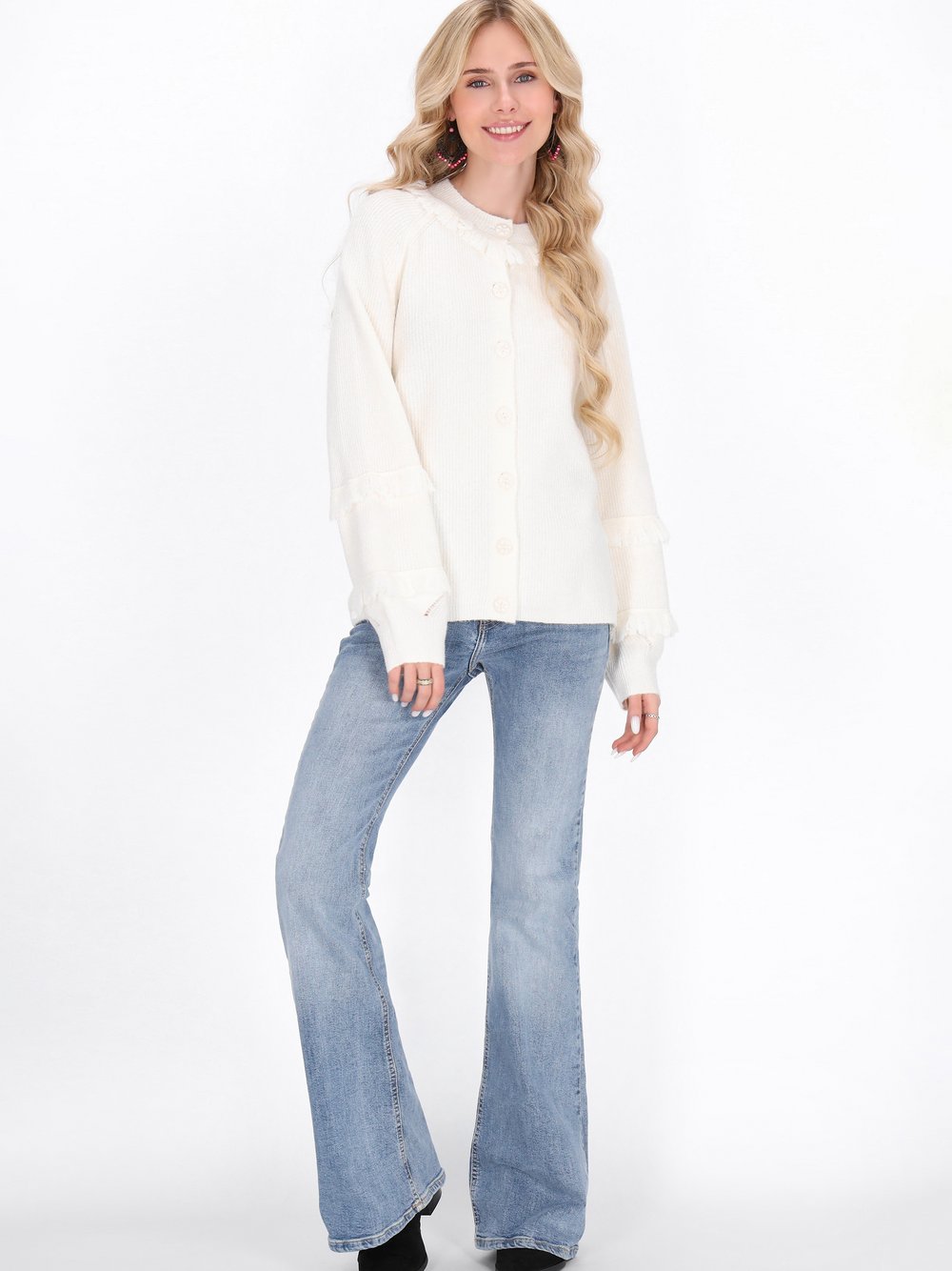 IZIA Strickjacke Damen weiß, XS/S