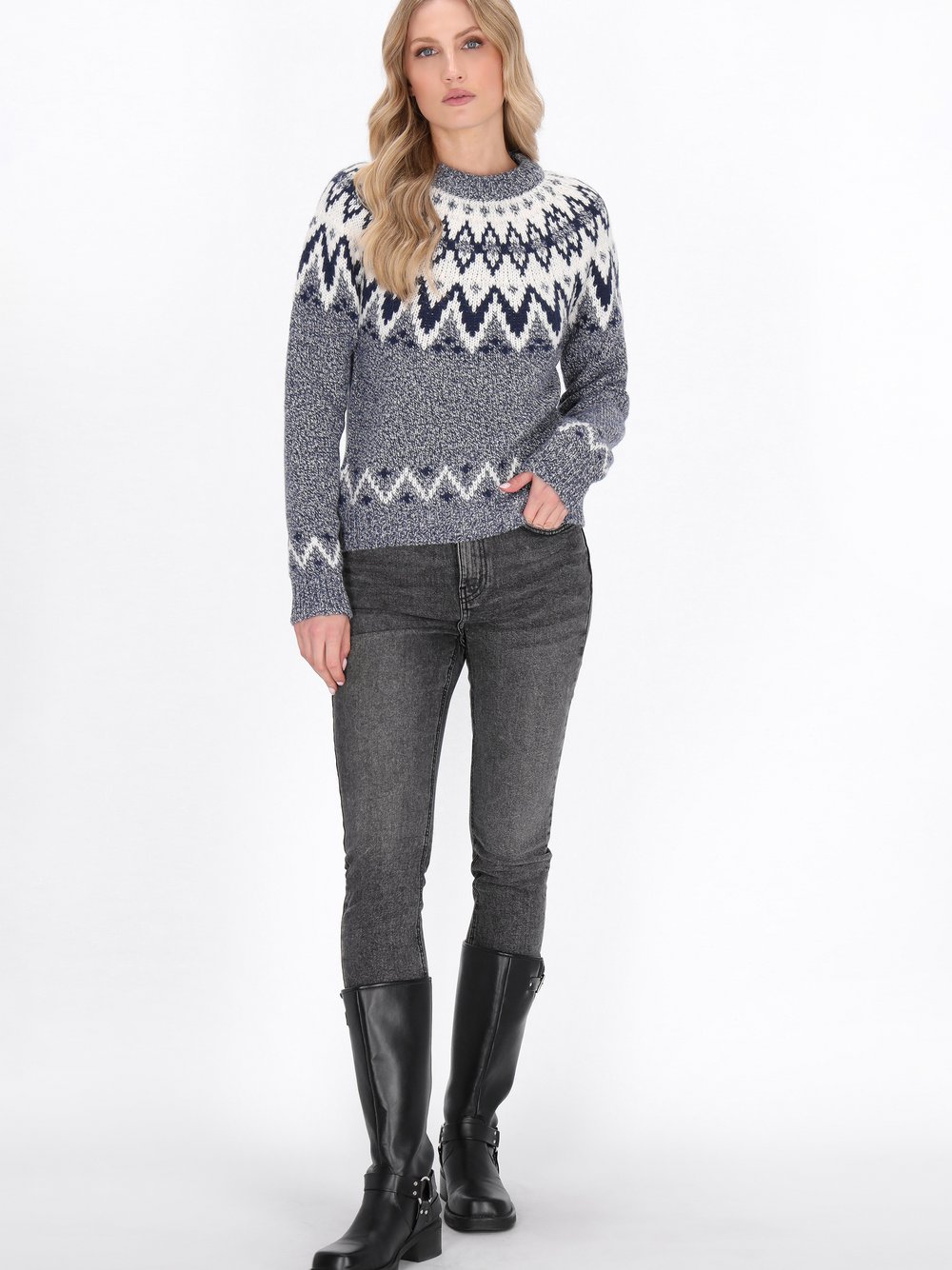 Dreimaster Pullover Damen mehrfarbig gemustert, XS/S