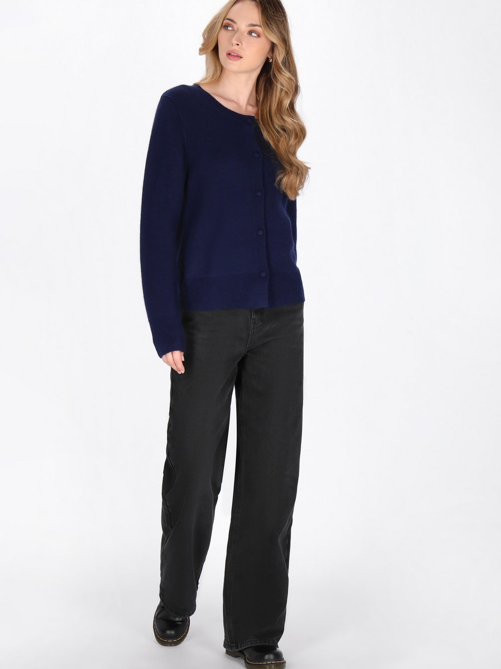 Dreimaster Strickjacke Damen Wolle blau, XS/S