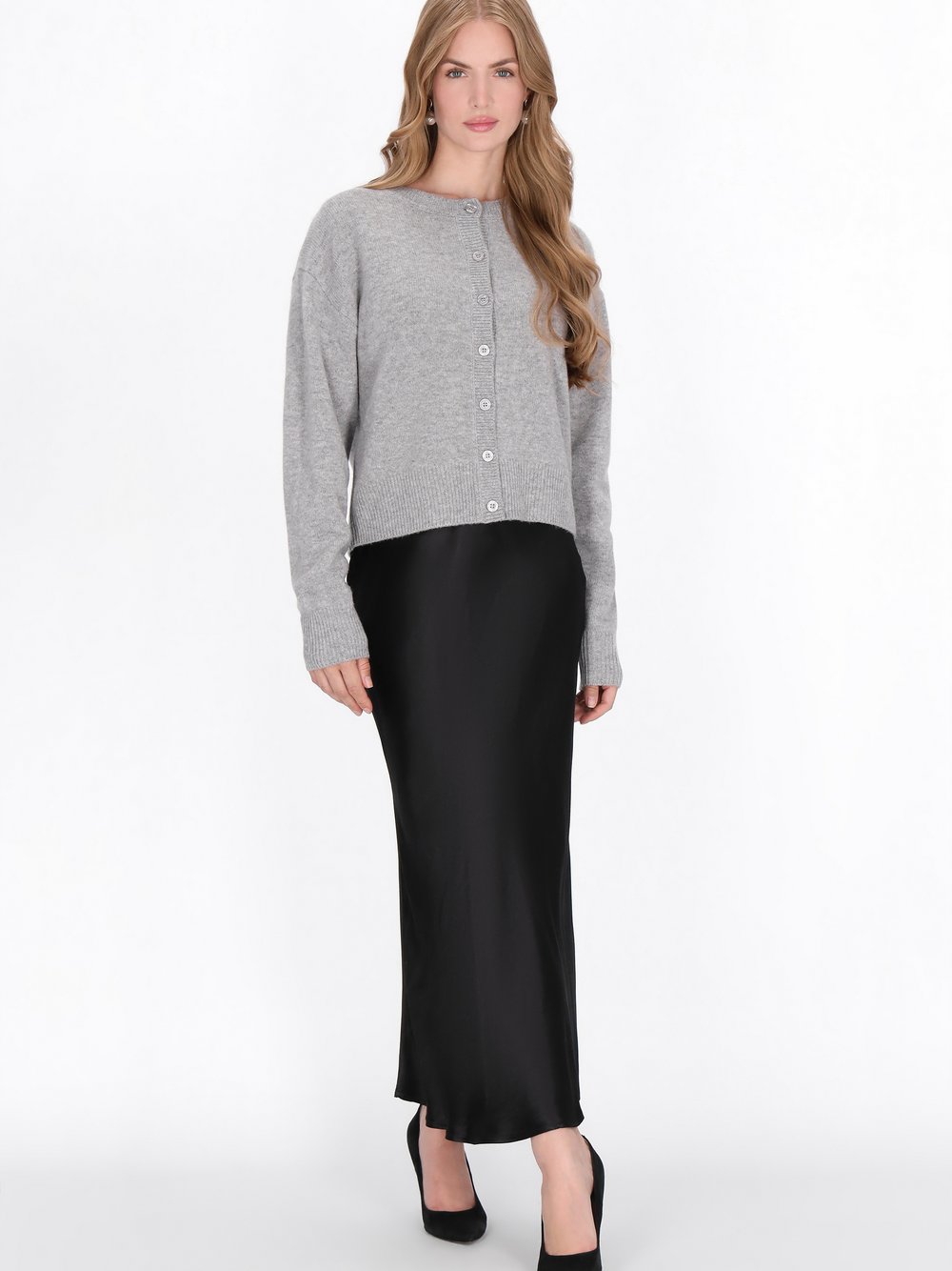 Dreimaster Strickjacke Damen Wolle grau, XS/S