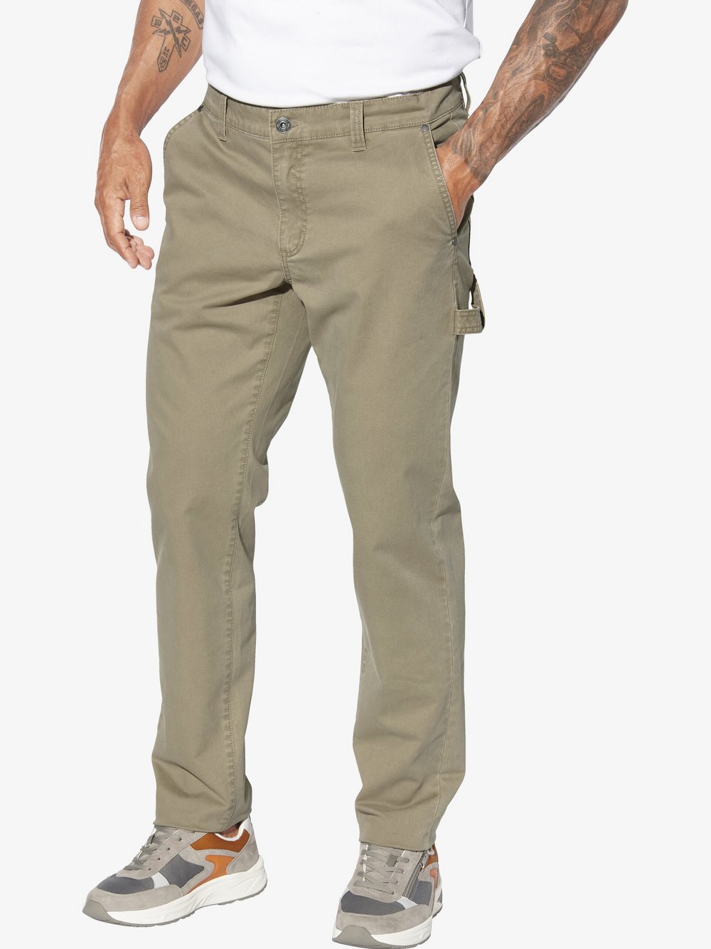 Thumbnail - Jan Vanderstorm Tiefbundhose Herren Baumwolle beige, 56-34