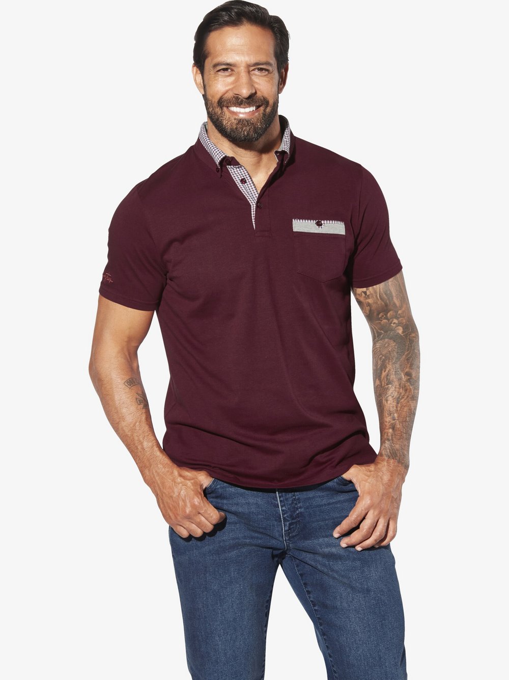Thumbnail - Jan Vanderstorm Poloshirt Herren Baumwolle rot, 6XL