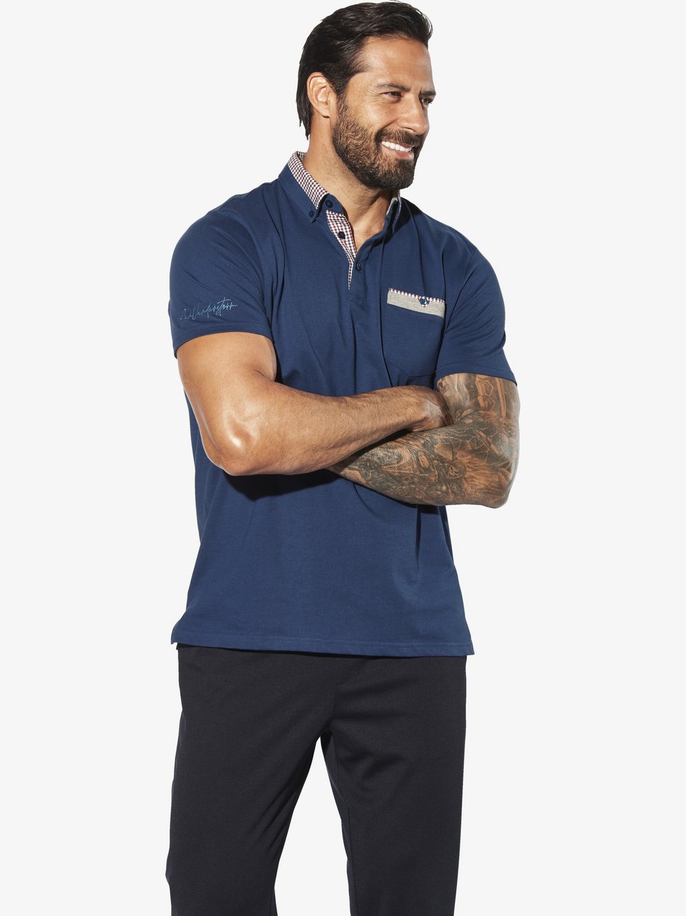 Thumbnail - Jan Vanderstorm Poloshirt Herren Baumwolle blau, L