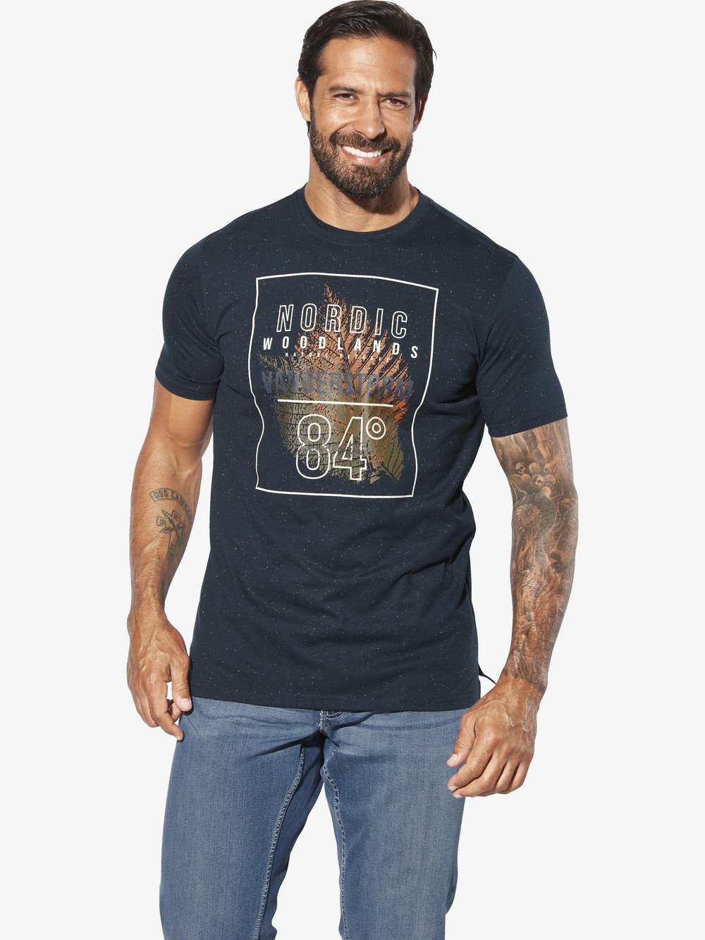 Thumbnail - Jan Vanderstorm T-Shirt Herren Baumwolle blau bedruckt, 6XL