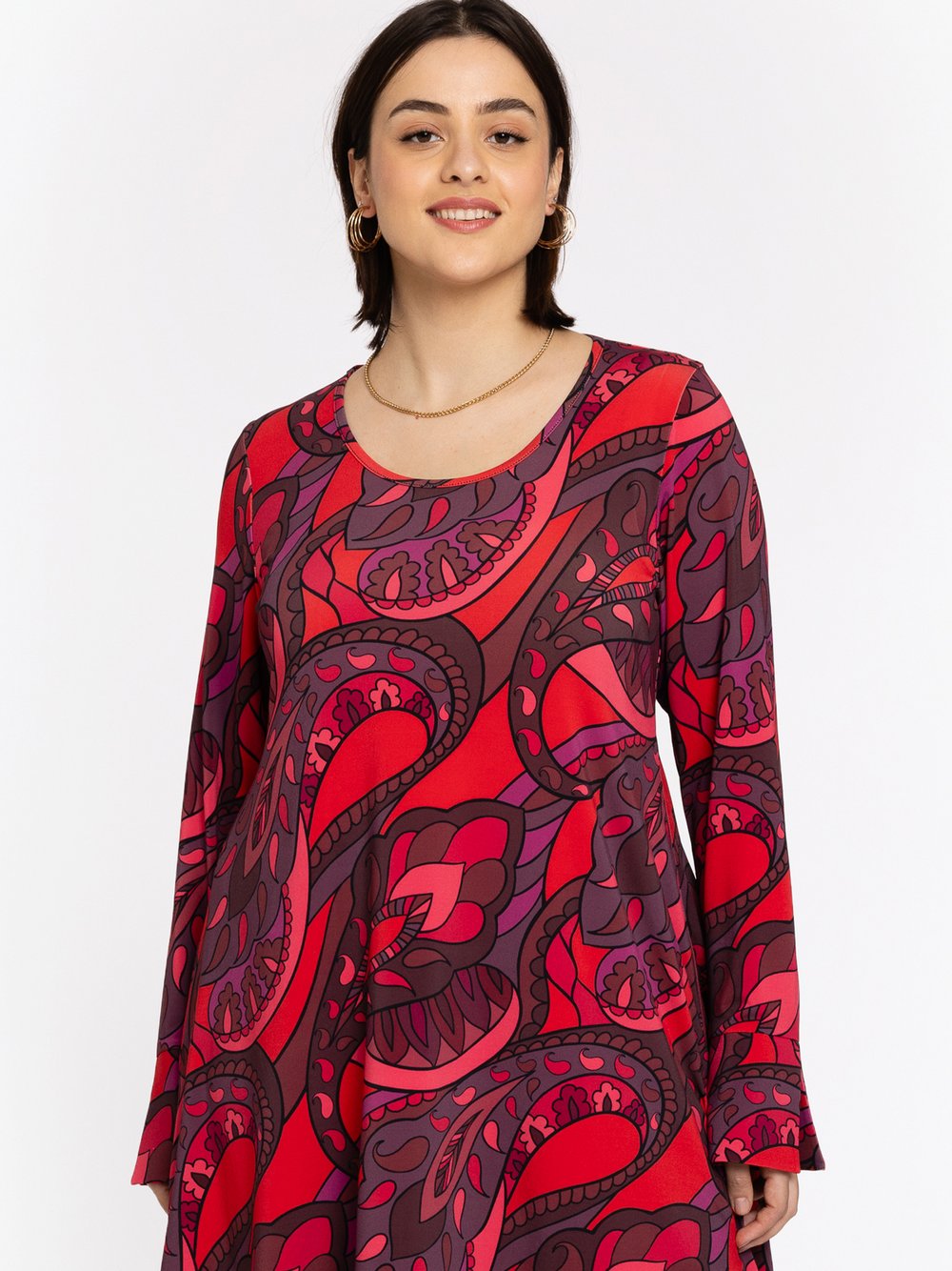 Thumbnail - YOEK Tunika Damen rot bedruckt, 5860