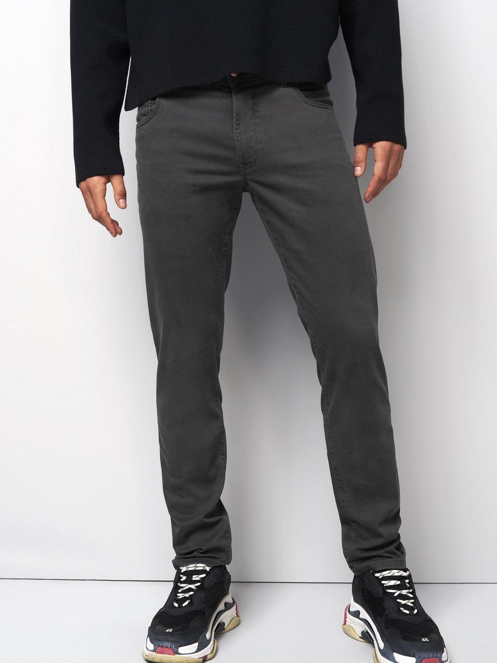 MEYER Chinohose M5 Five Pocket Herren Baumwolle grau, 42-34