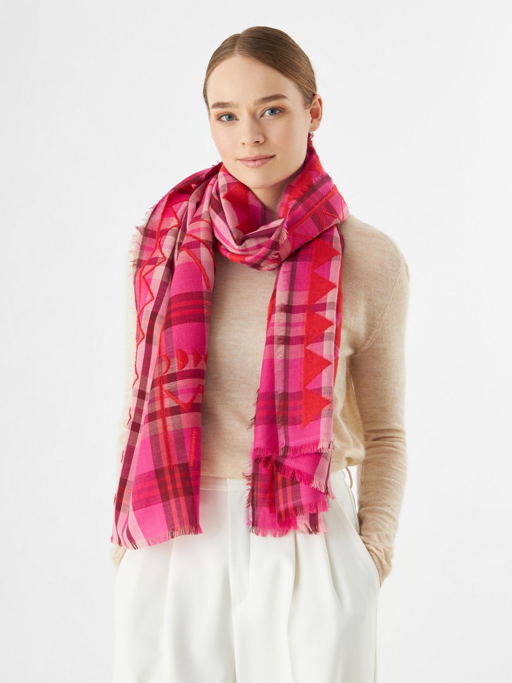 Thumbnail - Codello Schal Damen Baumwolle pink gemustert, ONE SIZE