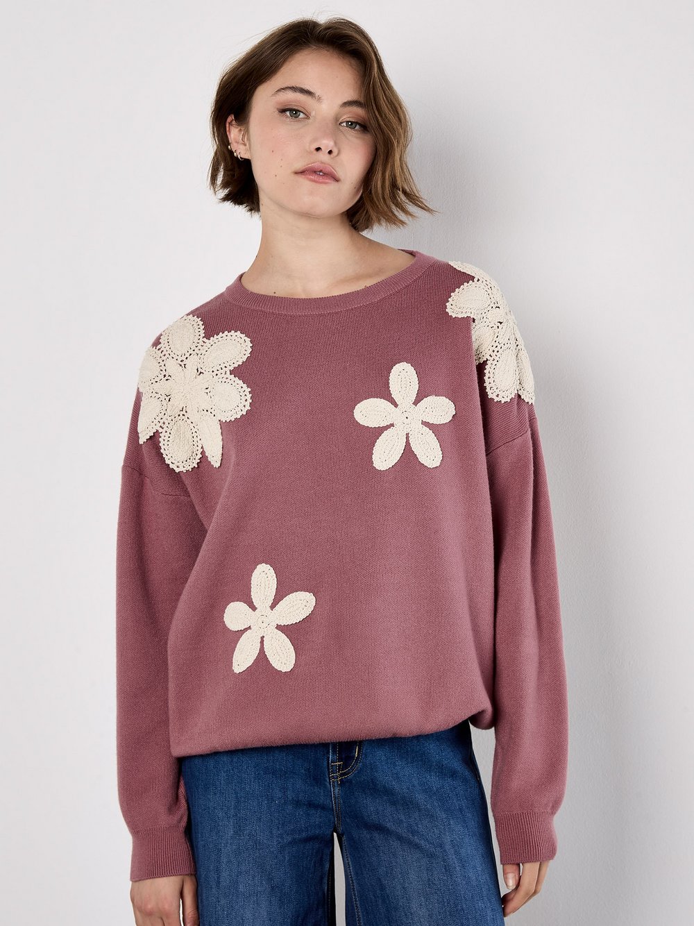 Apricot Pullover Damen Viskose pink bedruckt, 40