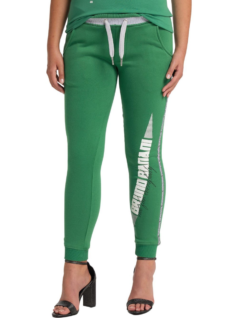 Bruno Banani Jogginghose  Damen Baumwolle grün bedruckt, L