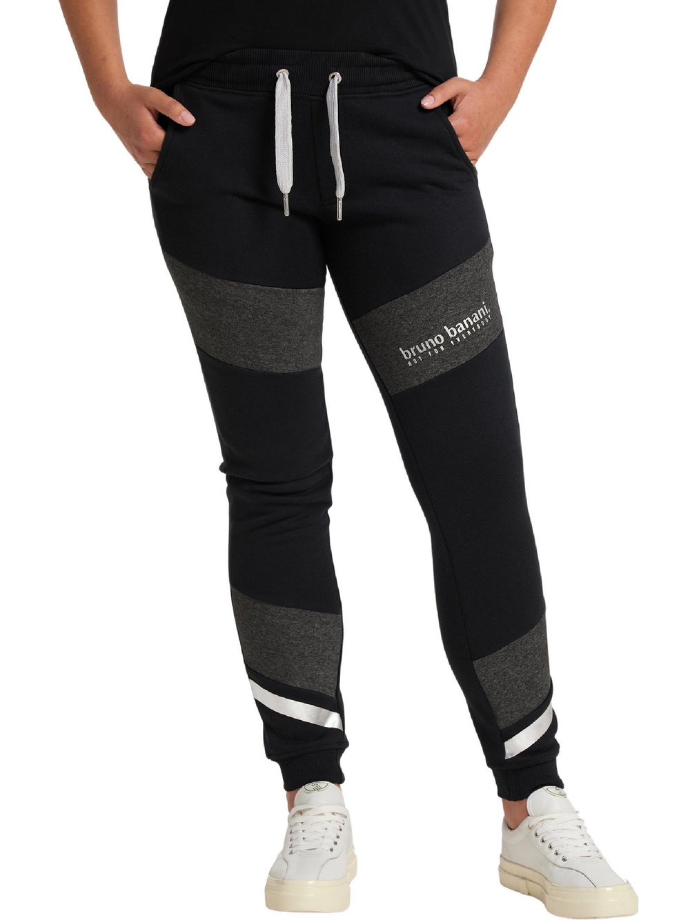 Bruno Banani Jogginghose  Damen Baumwolle schwarz bedruckt, L