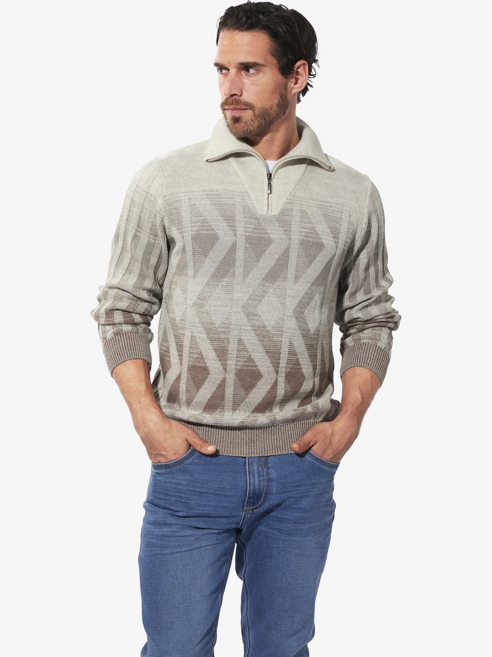 Thumbnail - BABISTA Pullover Herren Schurwolle beige gemustert, L